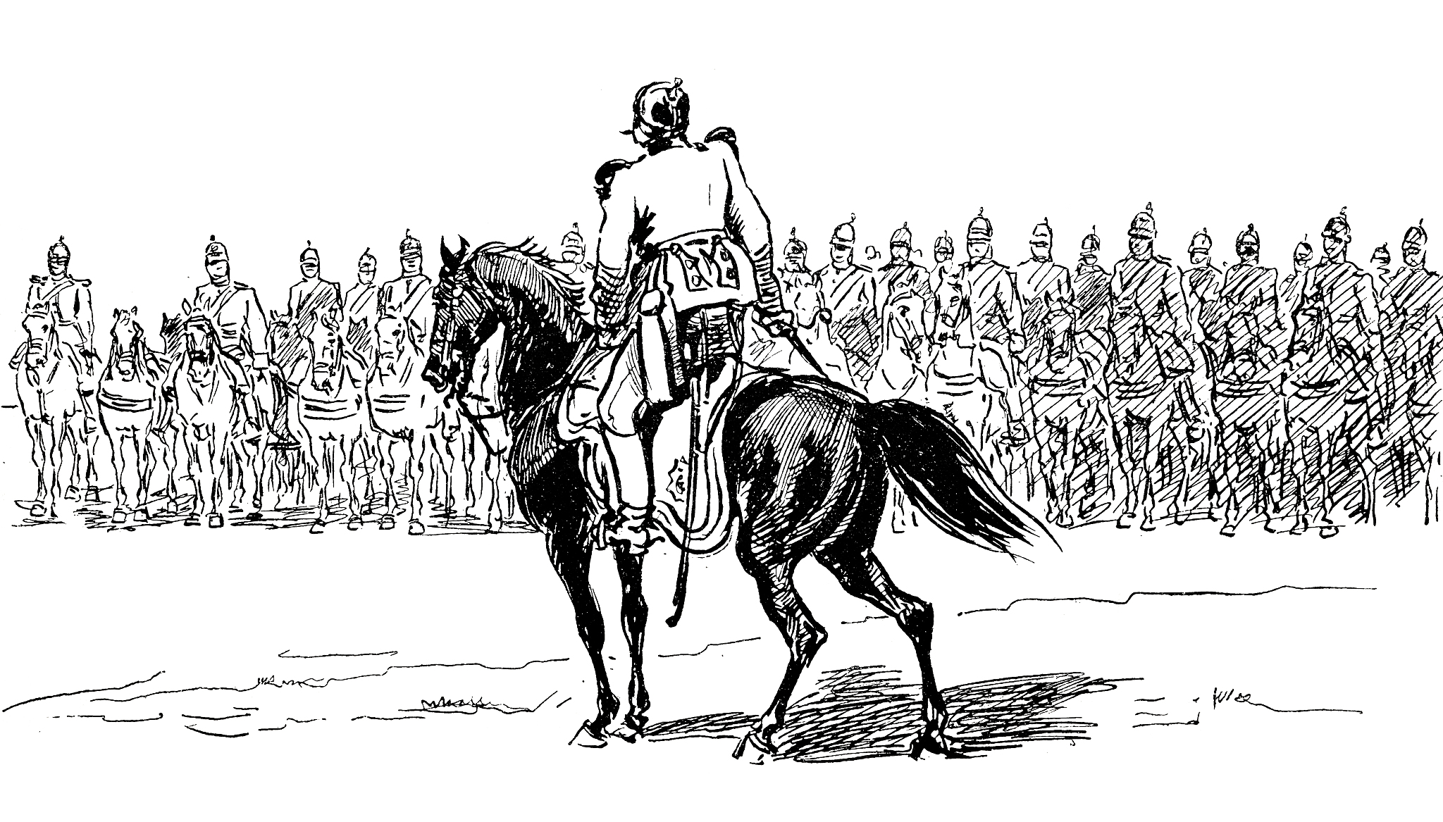 officer on a horse in front of the cavalry parade