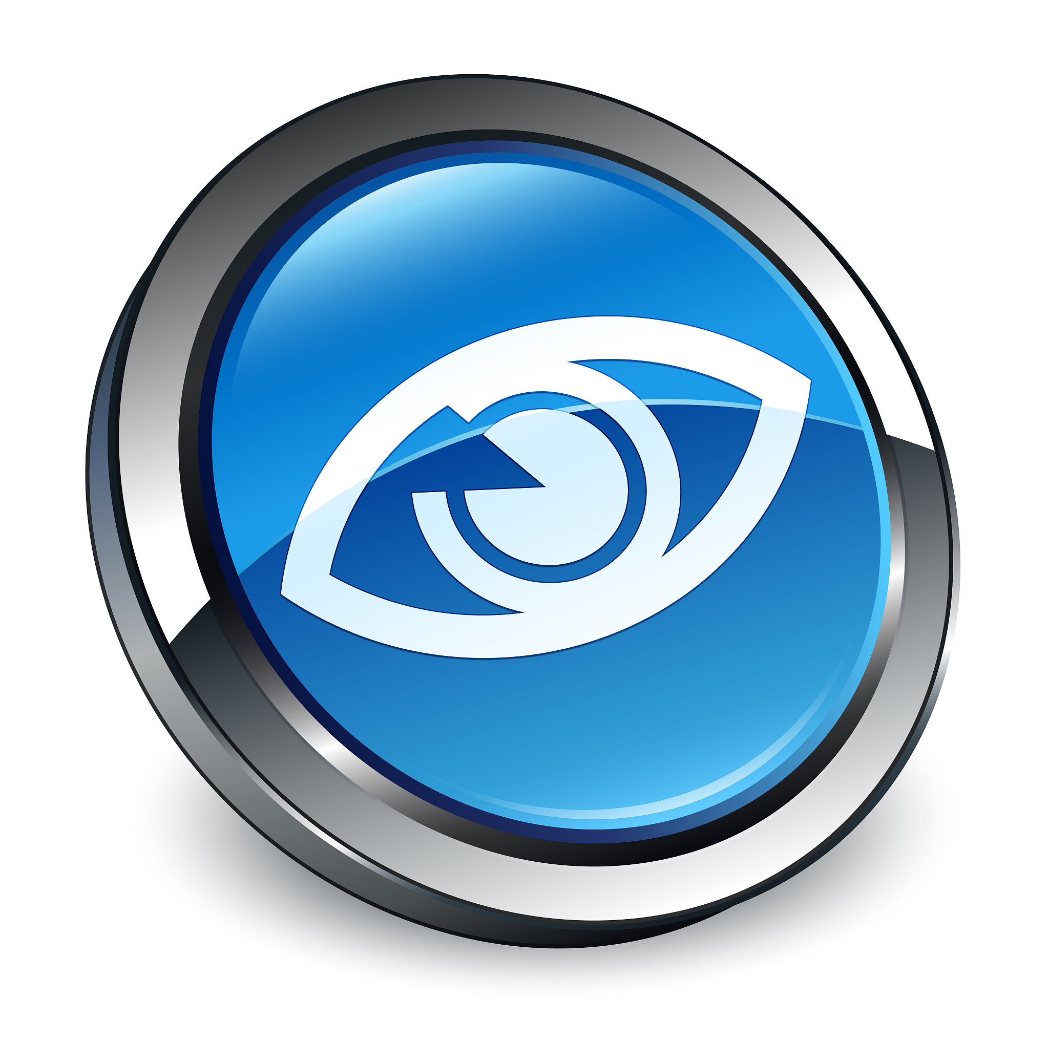 eye icon 3d blue round button