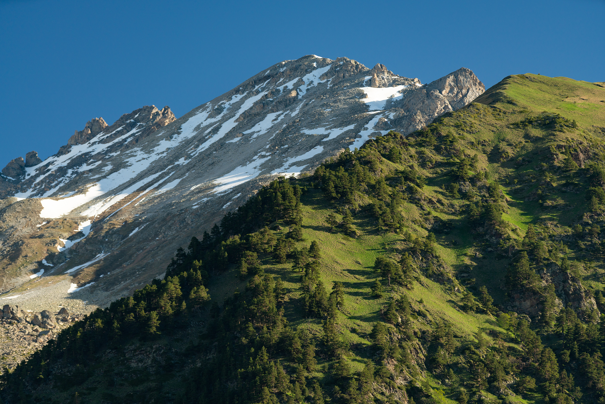 mount kazbek in the caucasus mountains.