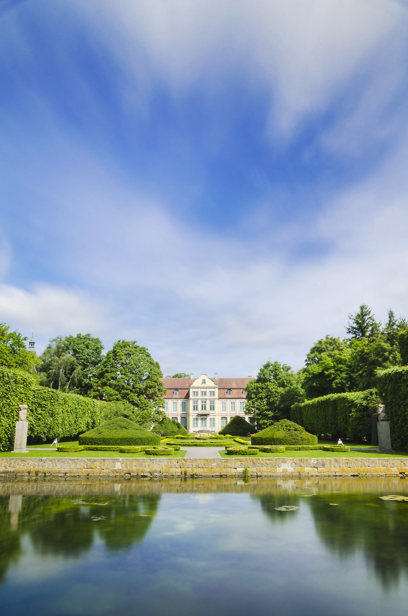picturesque view on abbots palace in oliwa park in gdansk, polan