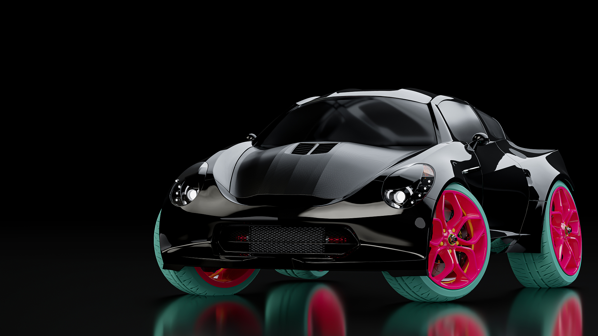 black sports car