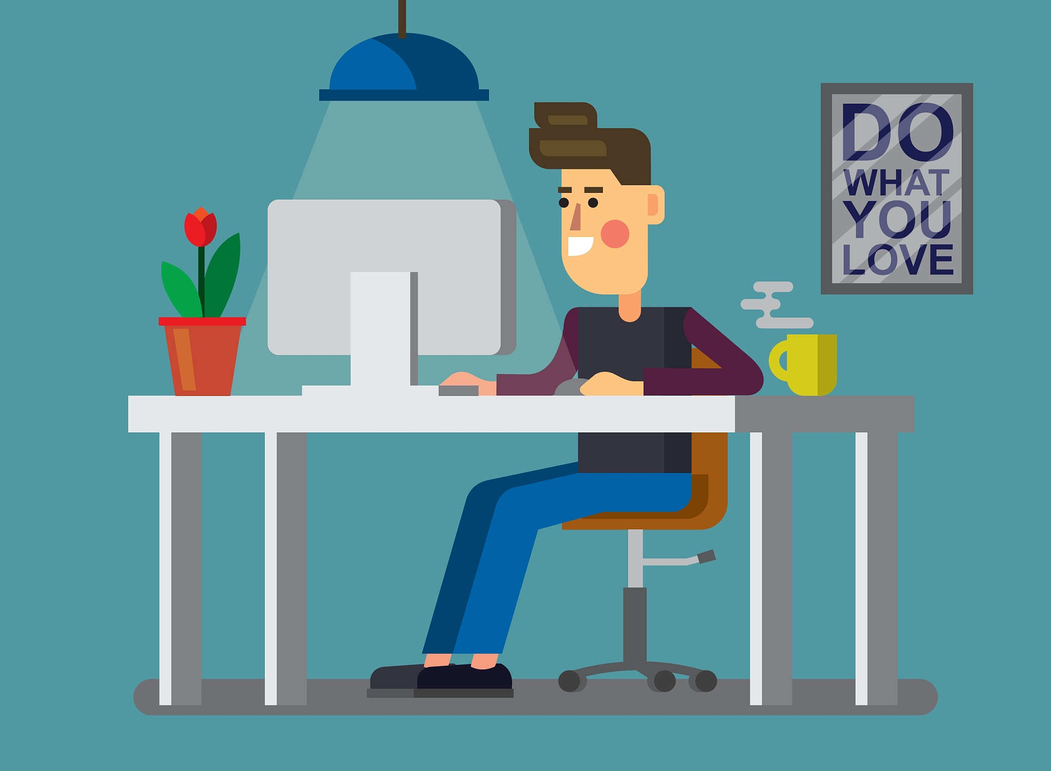 man and pc in office