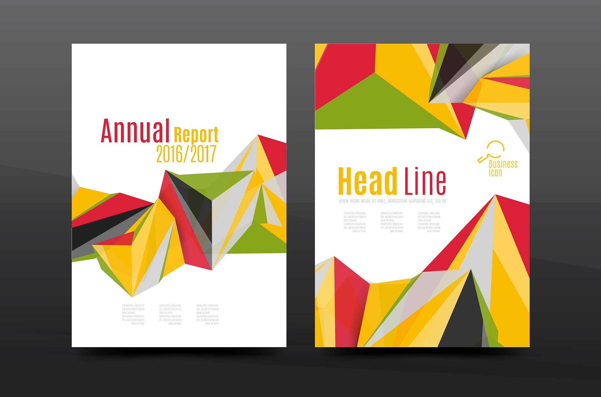 colorful geometry design annual report a4 cover