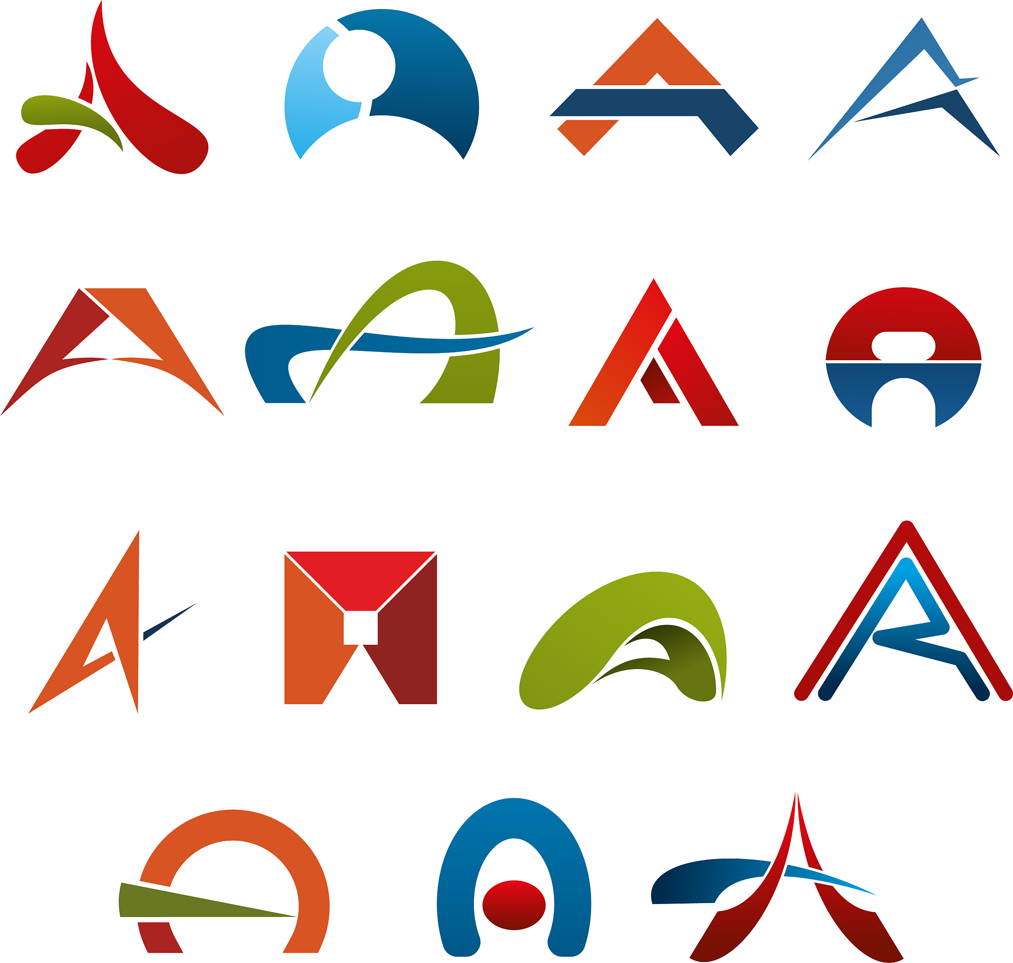 letter a abstract colorful icons