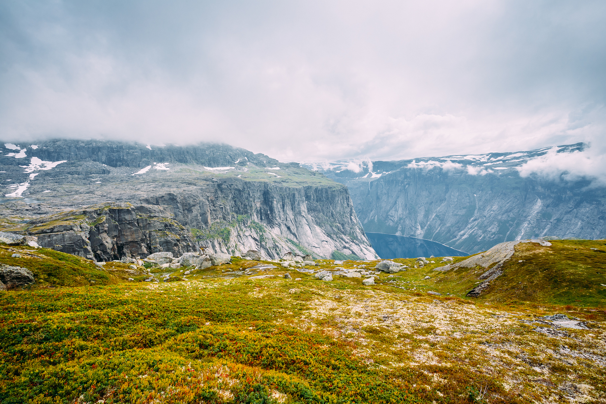 mountains landscape with blue sky in norway. scandinavia.