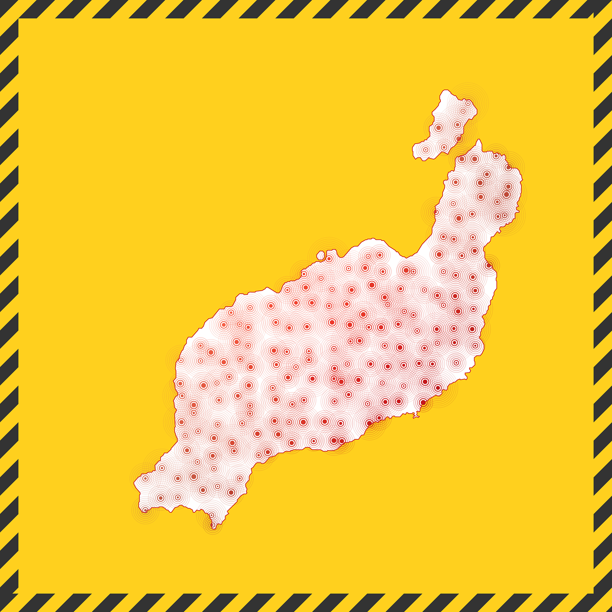 lanzarote closed - virus danger sign.
