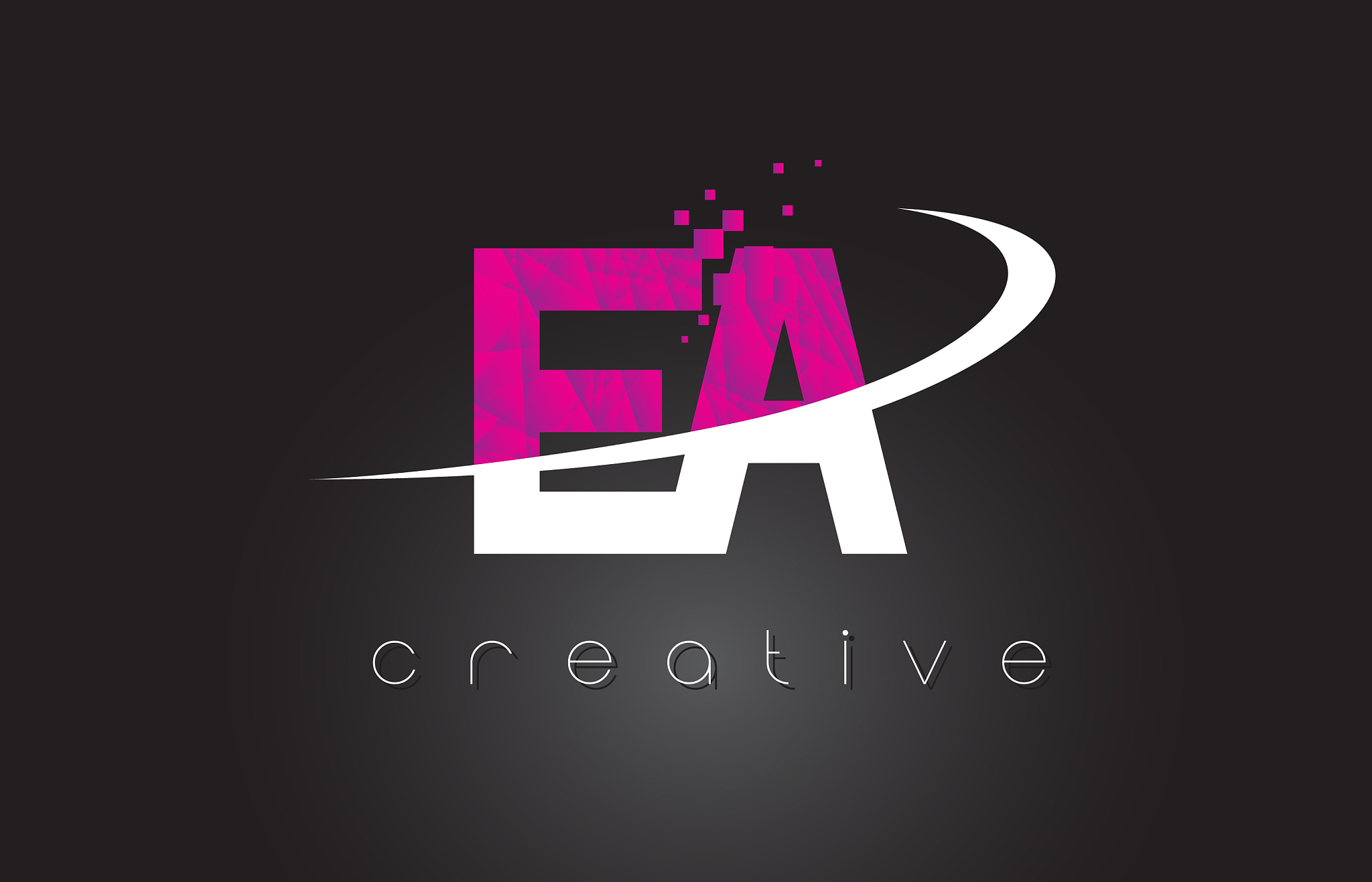 ea e a creative letters design with white pink