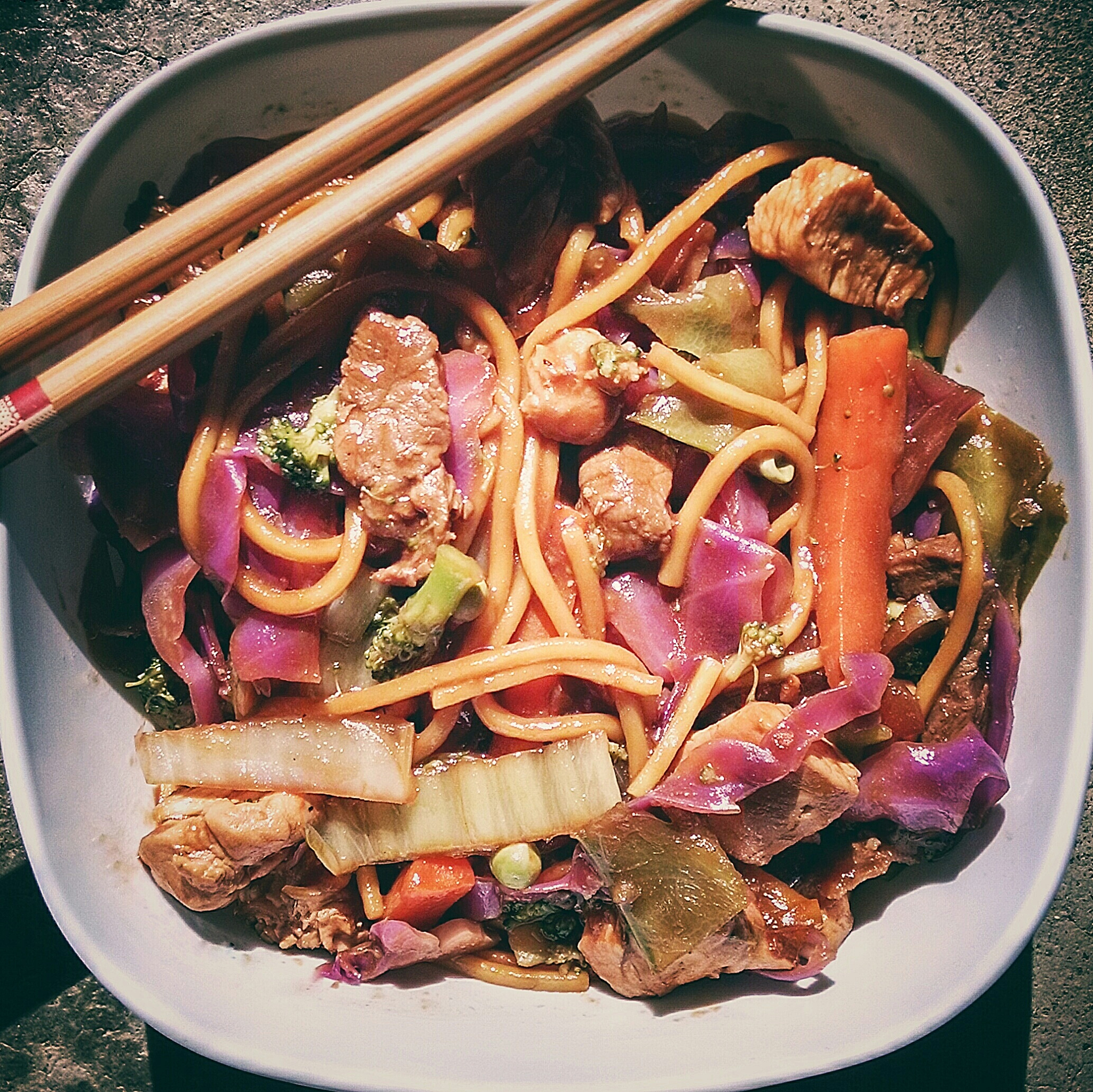 close-up of noodles served on table