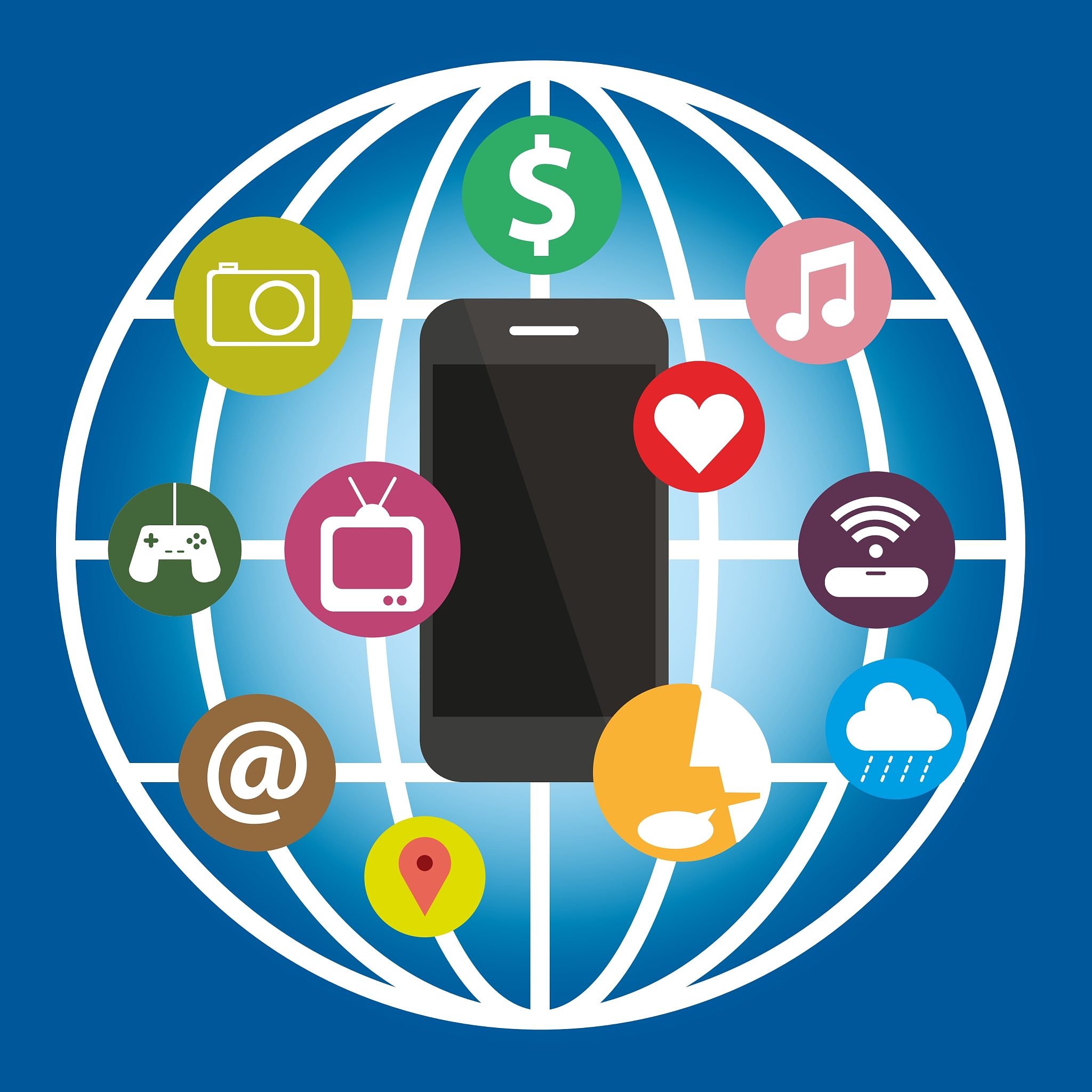 smart phone function with icon global technology