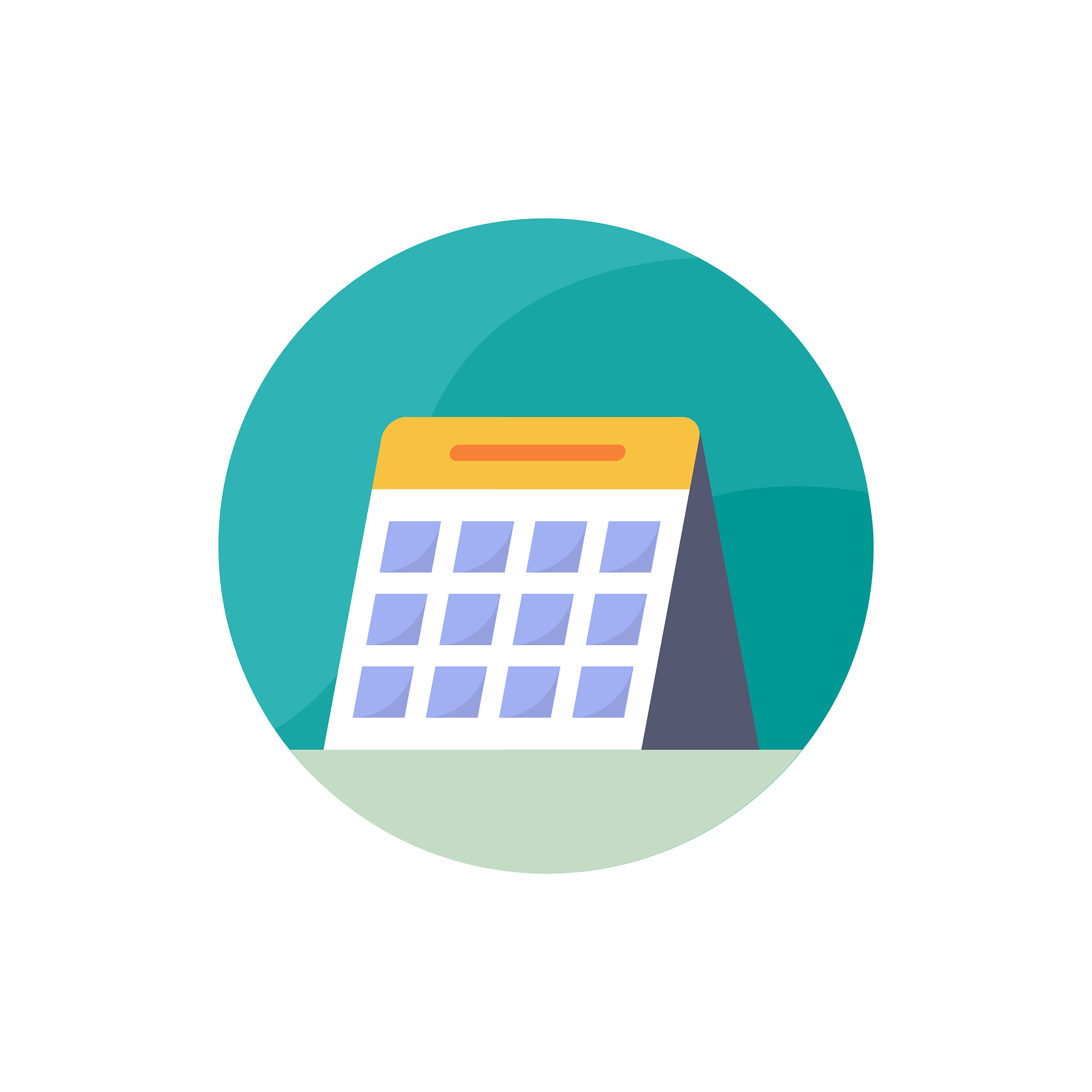 calendar vector icon flat round style illustration