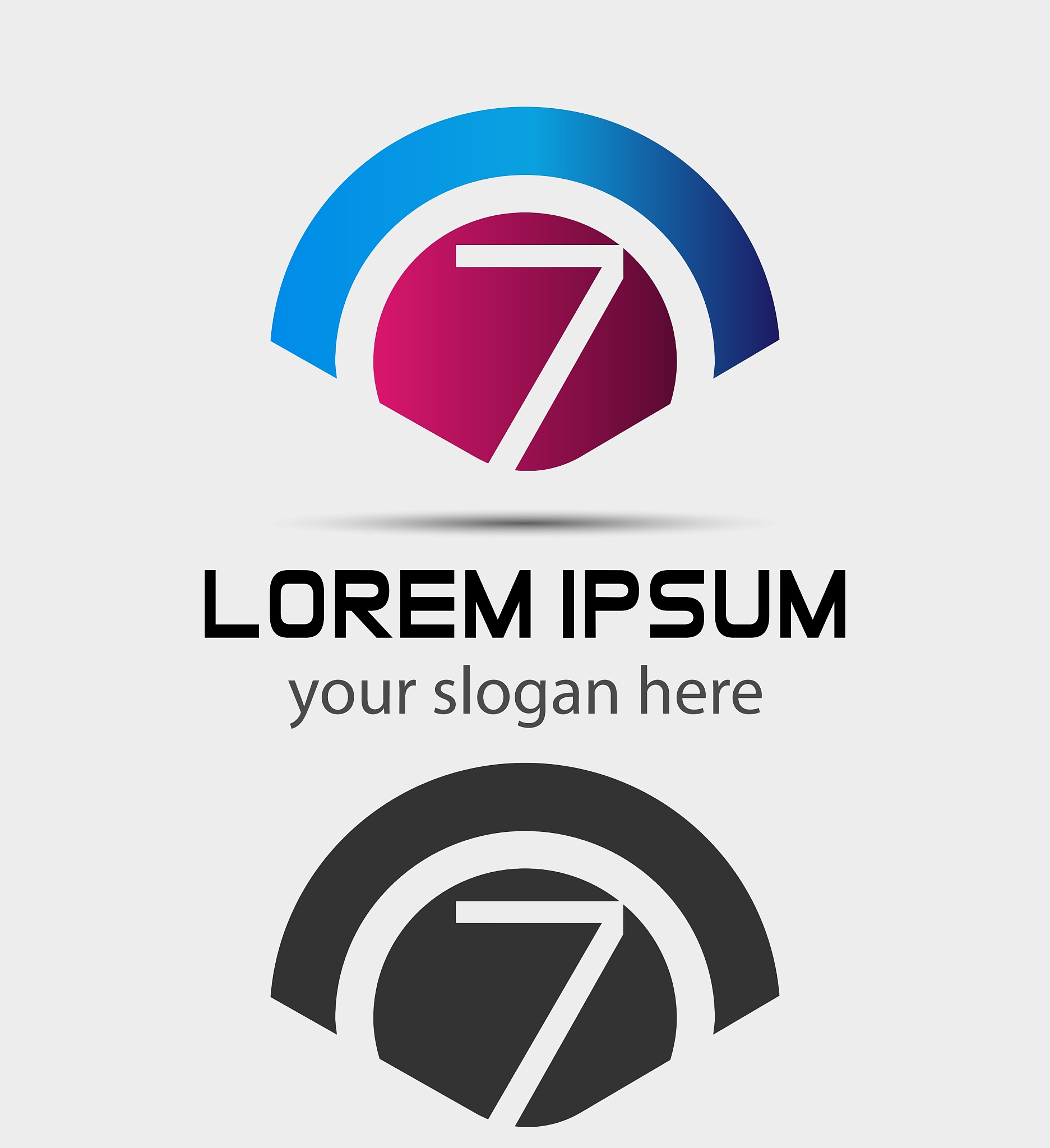 number 7 logo icon design template elements