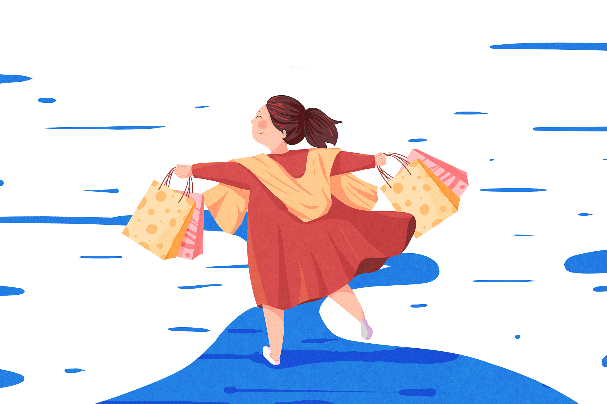 女生节插画白背景