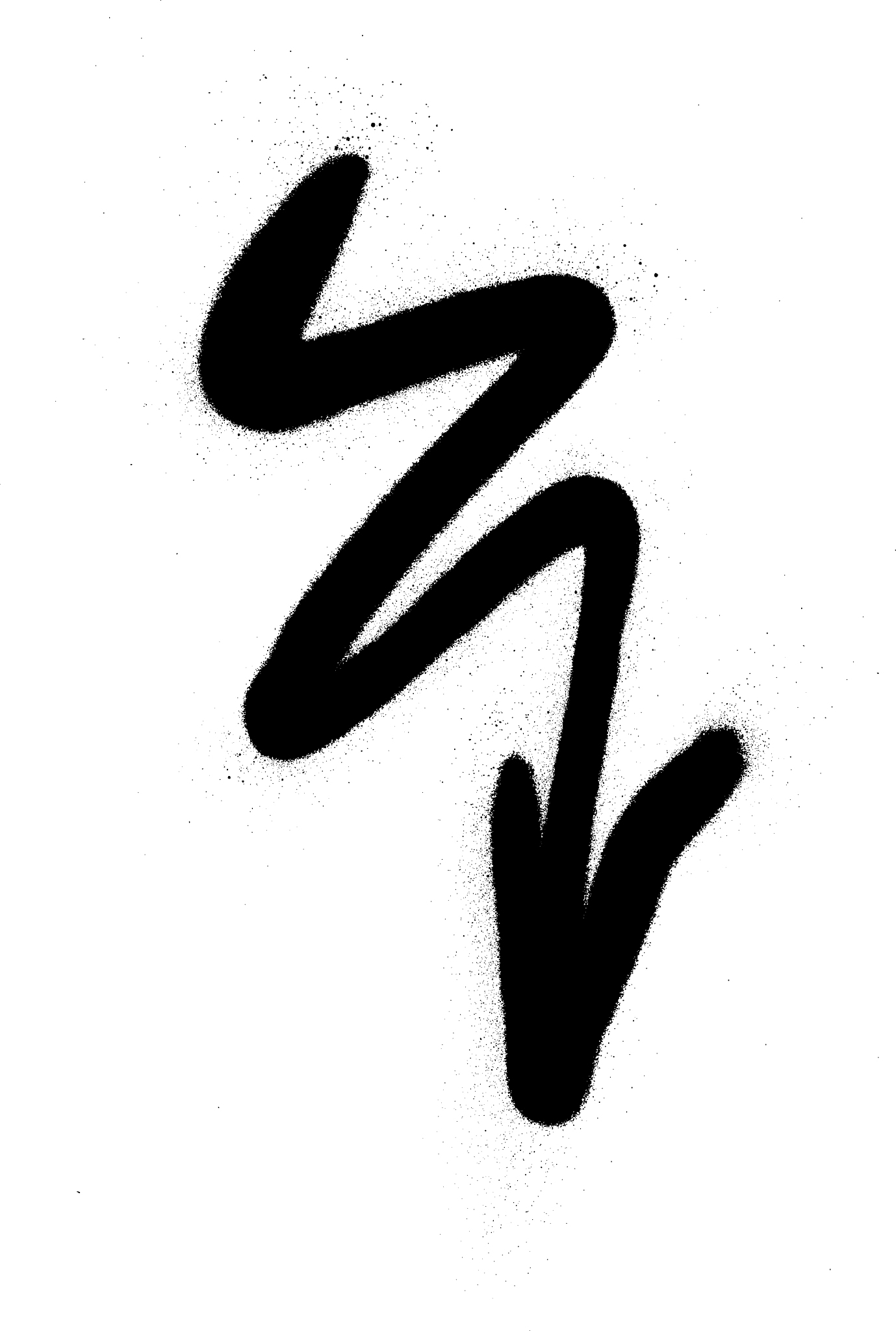 graffiti wavy arrow spray in black on white
