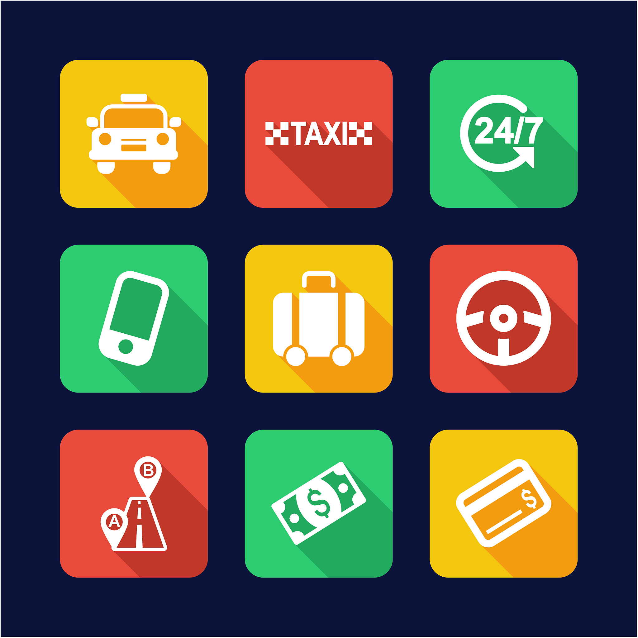 taxi icons flat design