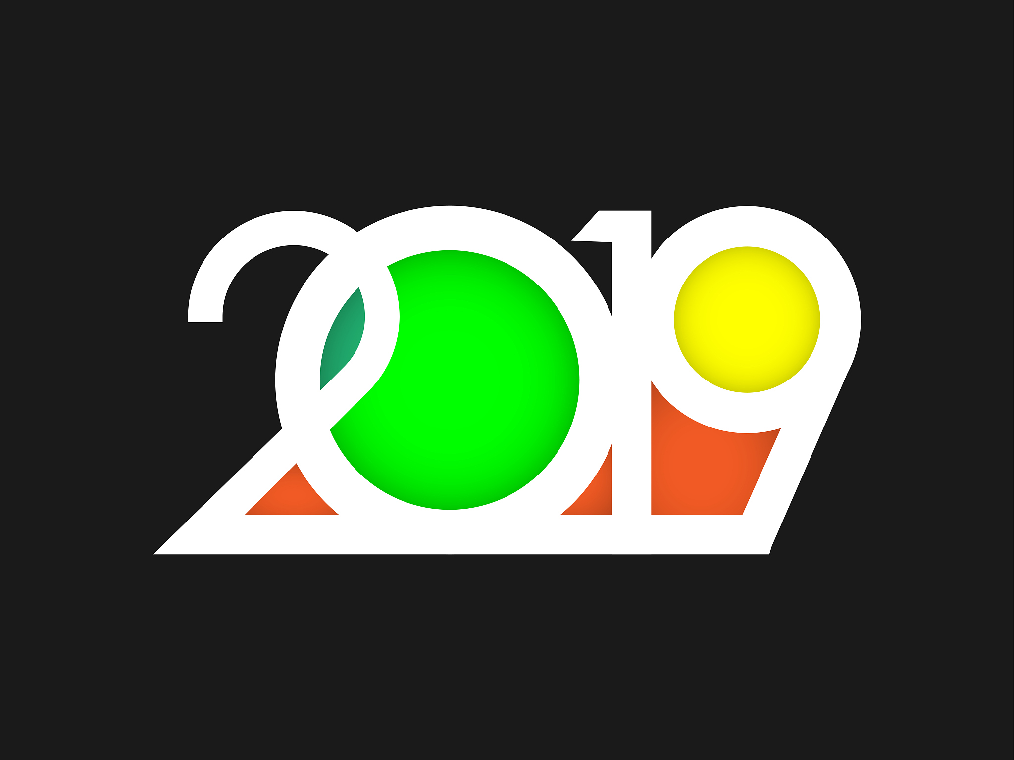 creative lettering 2019 isolated on black background