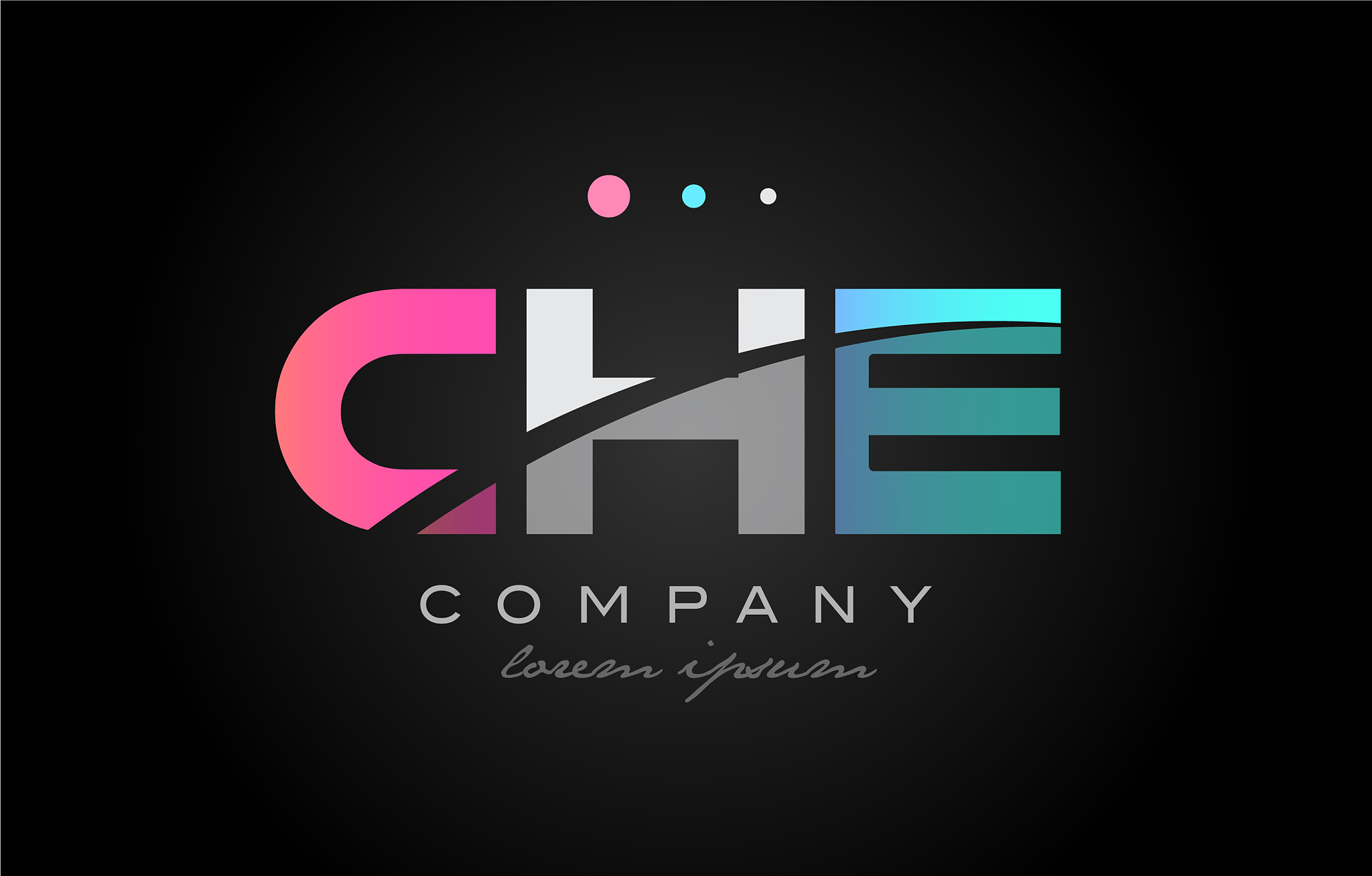 che c h e three letter logo icon design