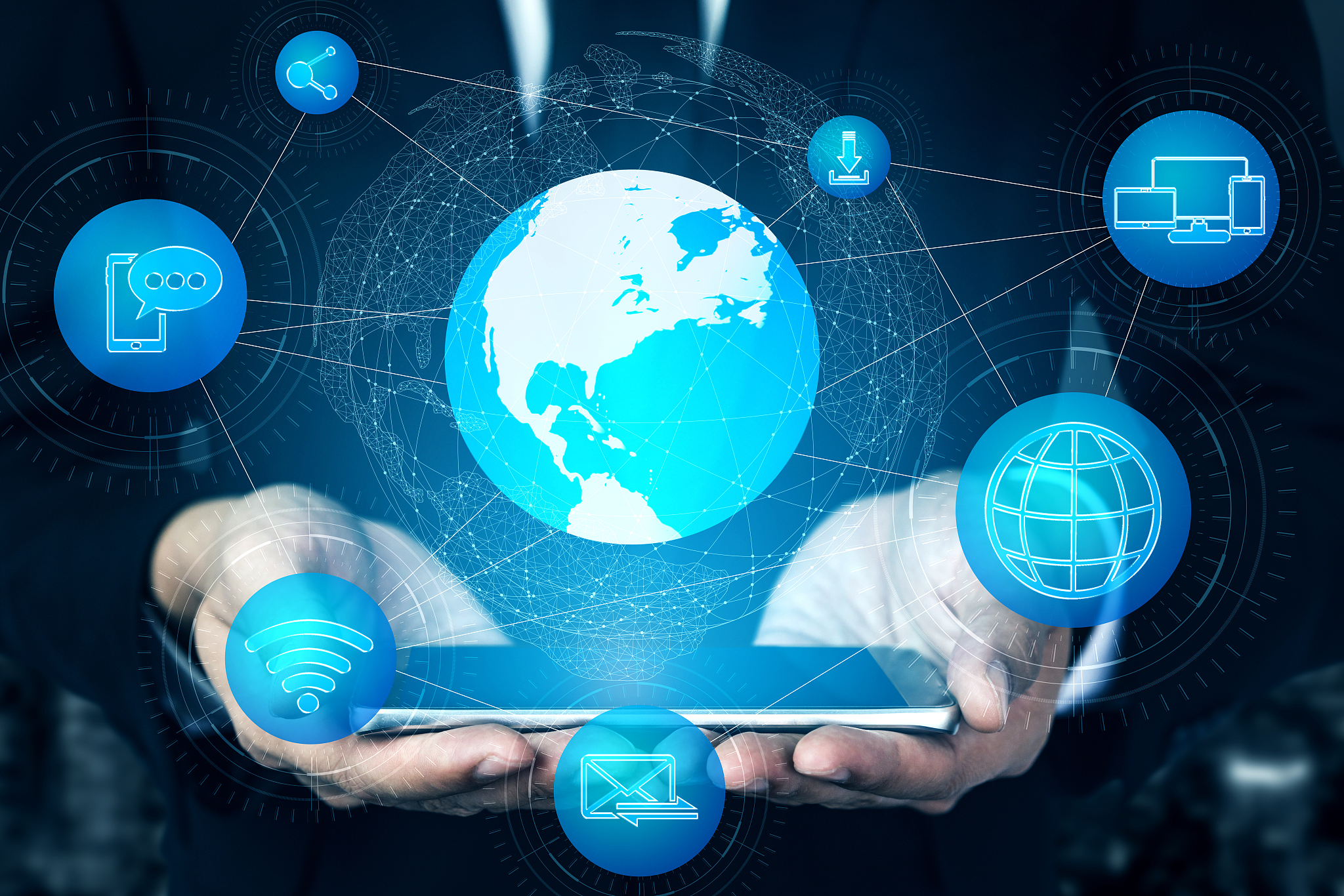 social media and people network technology concept