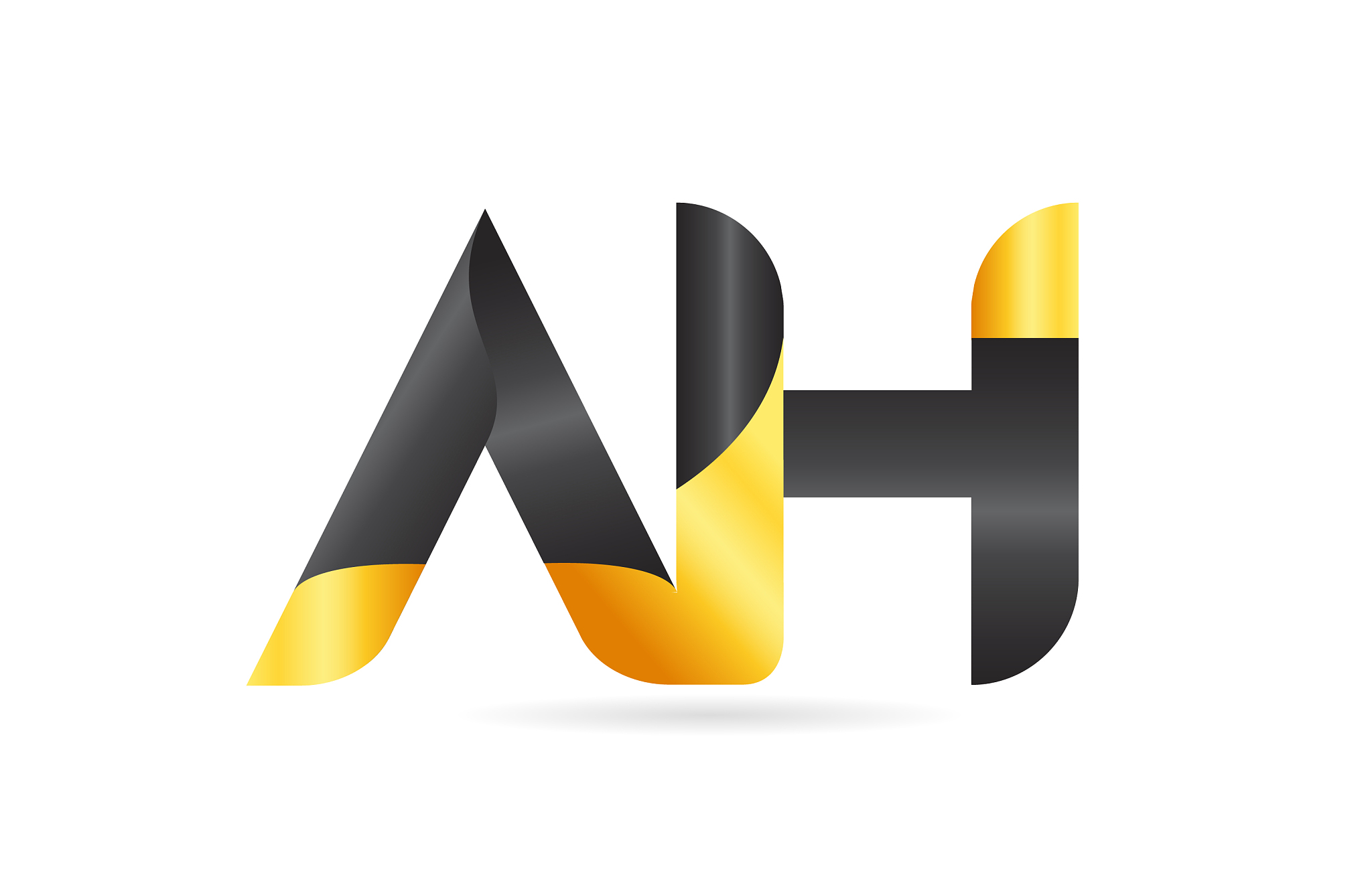 joined or connected ah a h yellow black alphabet