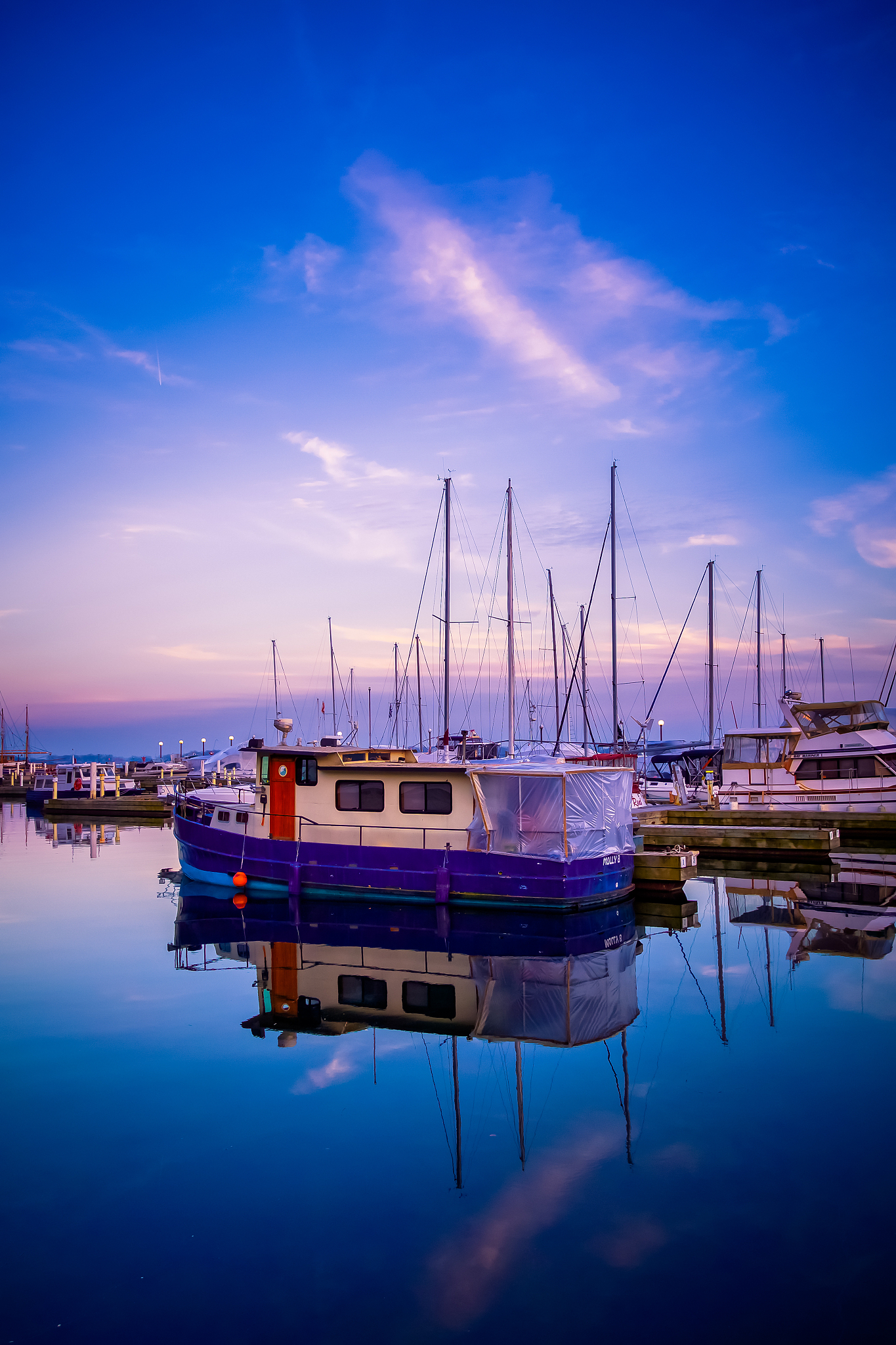 blue hour at toronto harbor