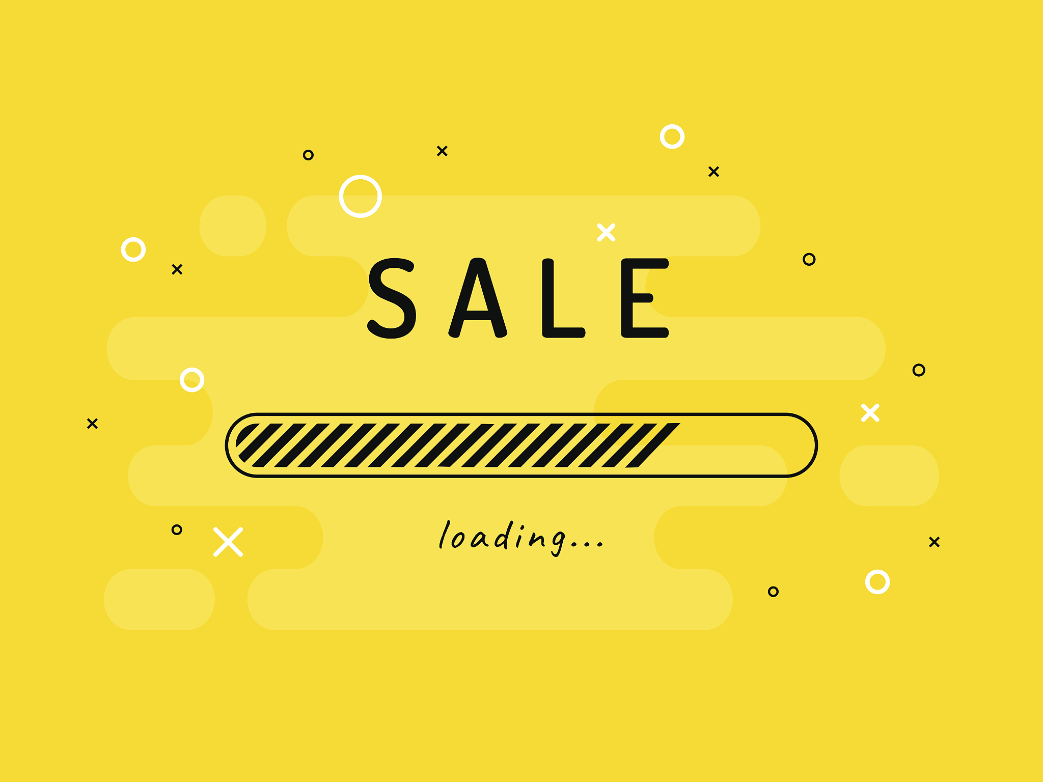 sale loading - vector illustration. yellow background.
