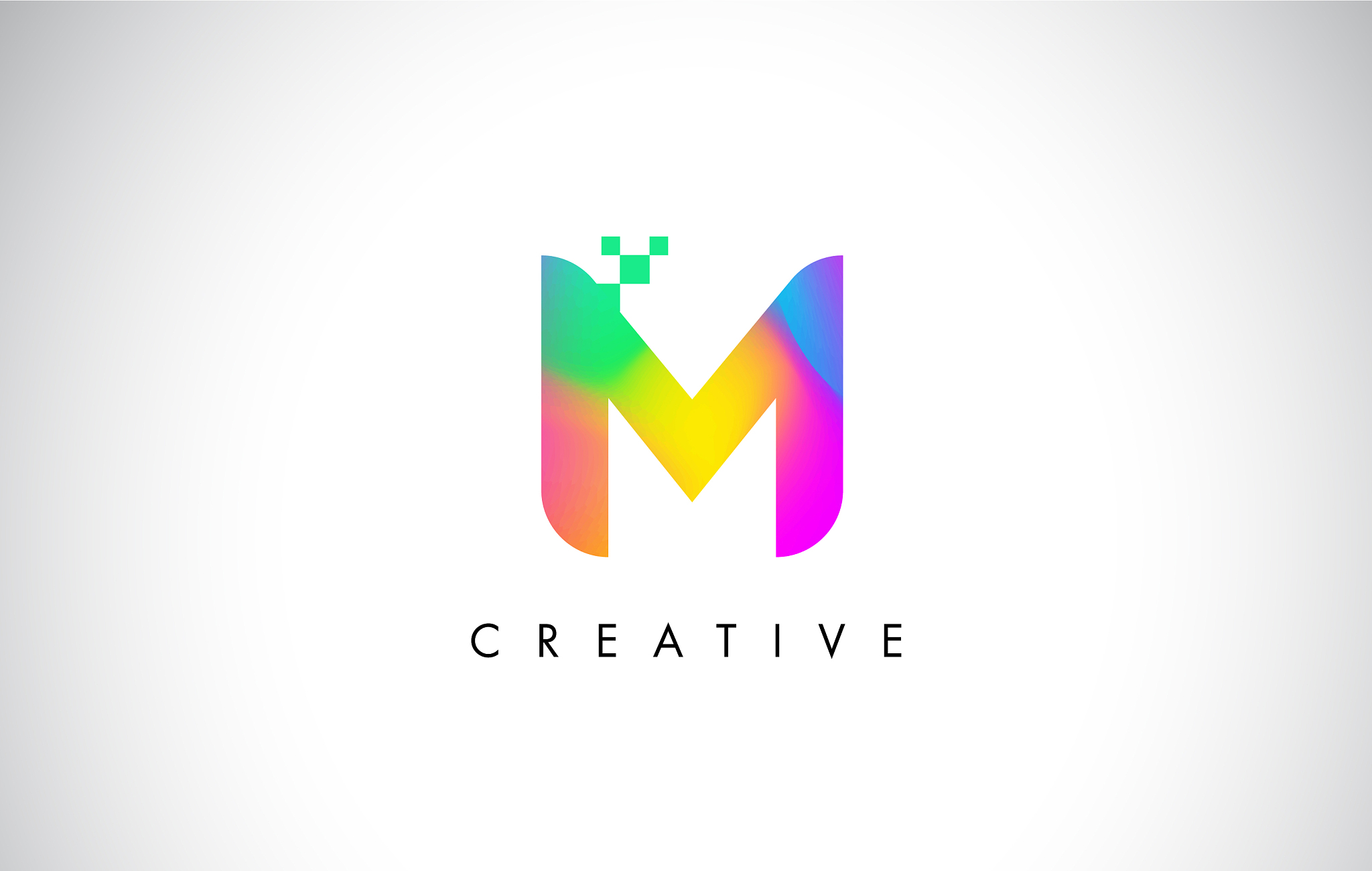 m colorful logo letter design creative rainbow