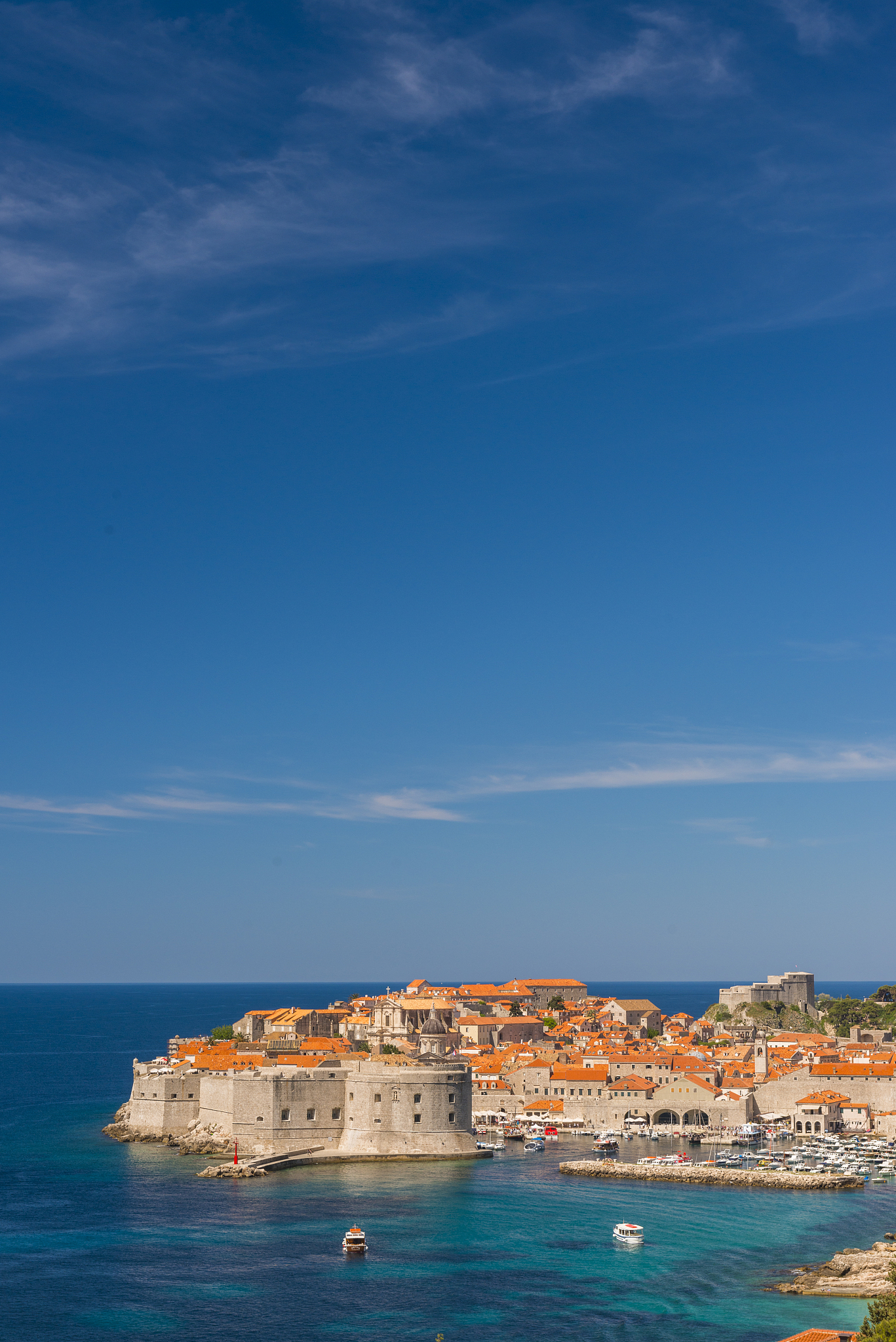 aerial view of dubrovnik old town, unesco world heritage site, d