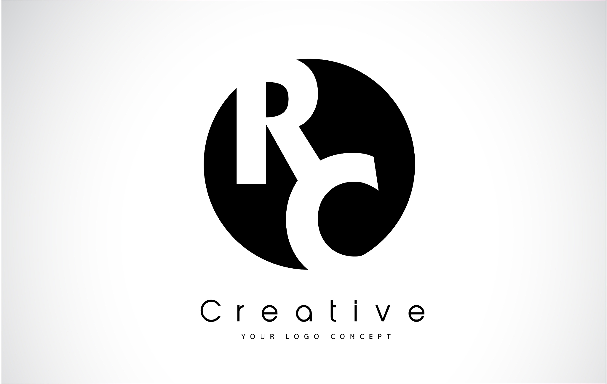 rc letter logo design inside a black circle