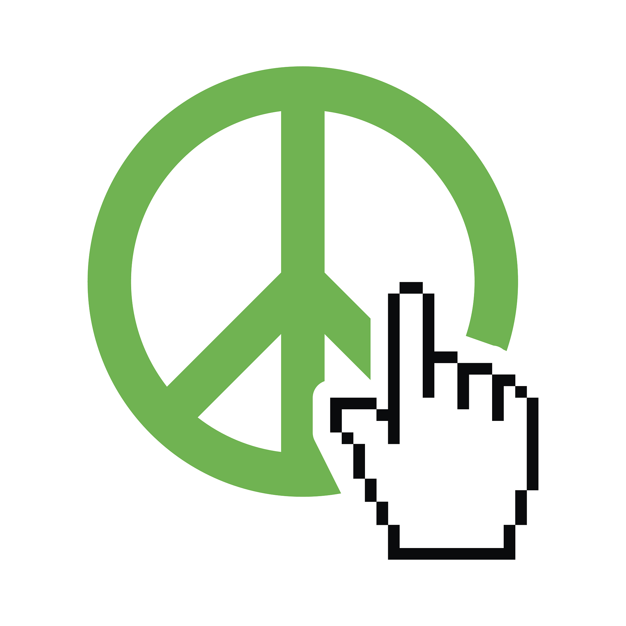 world peace green sign with cursor hand vector icon
