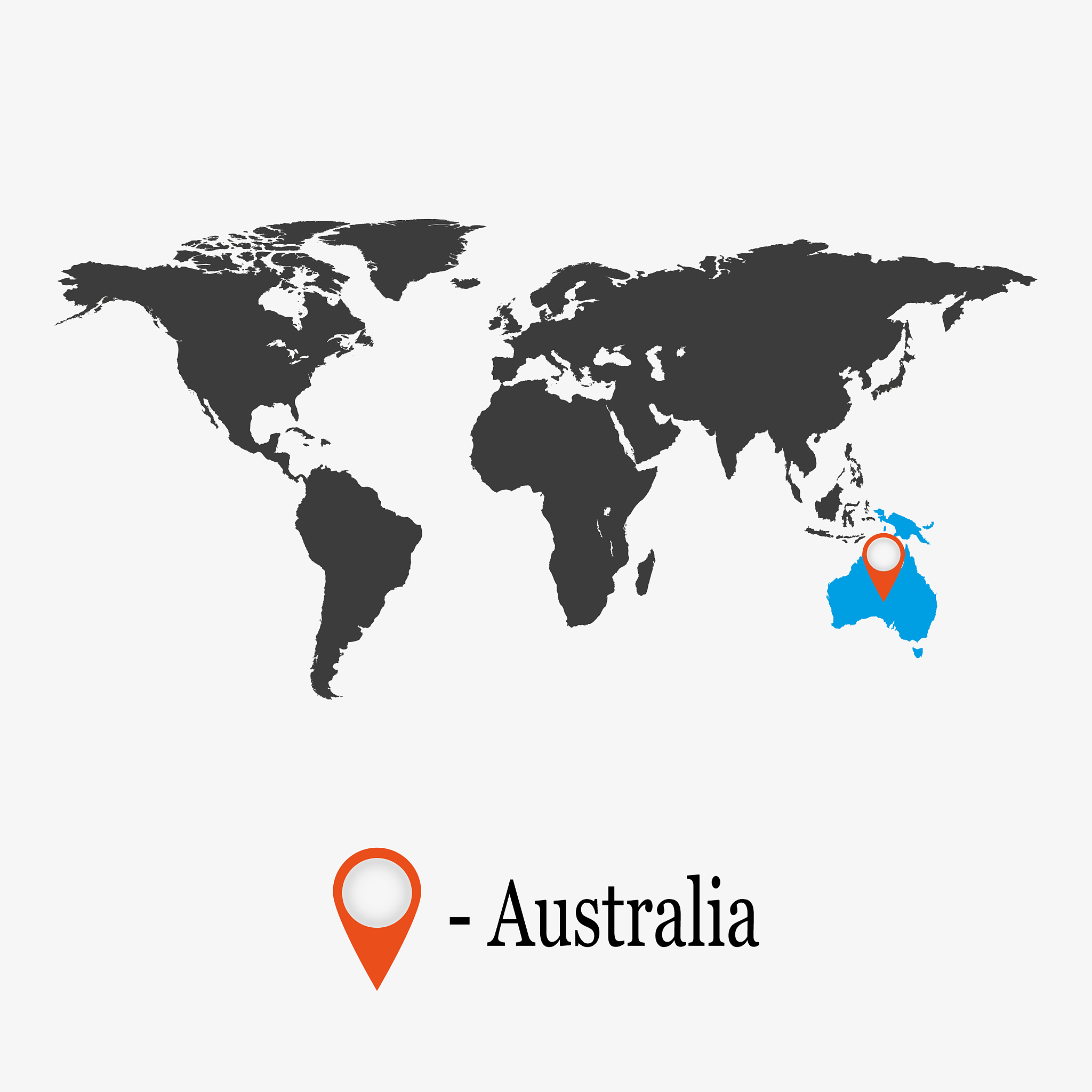 world map with continent australia
