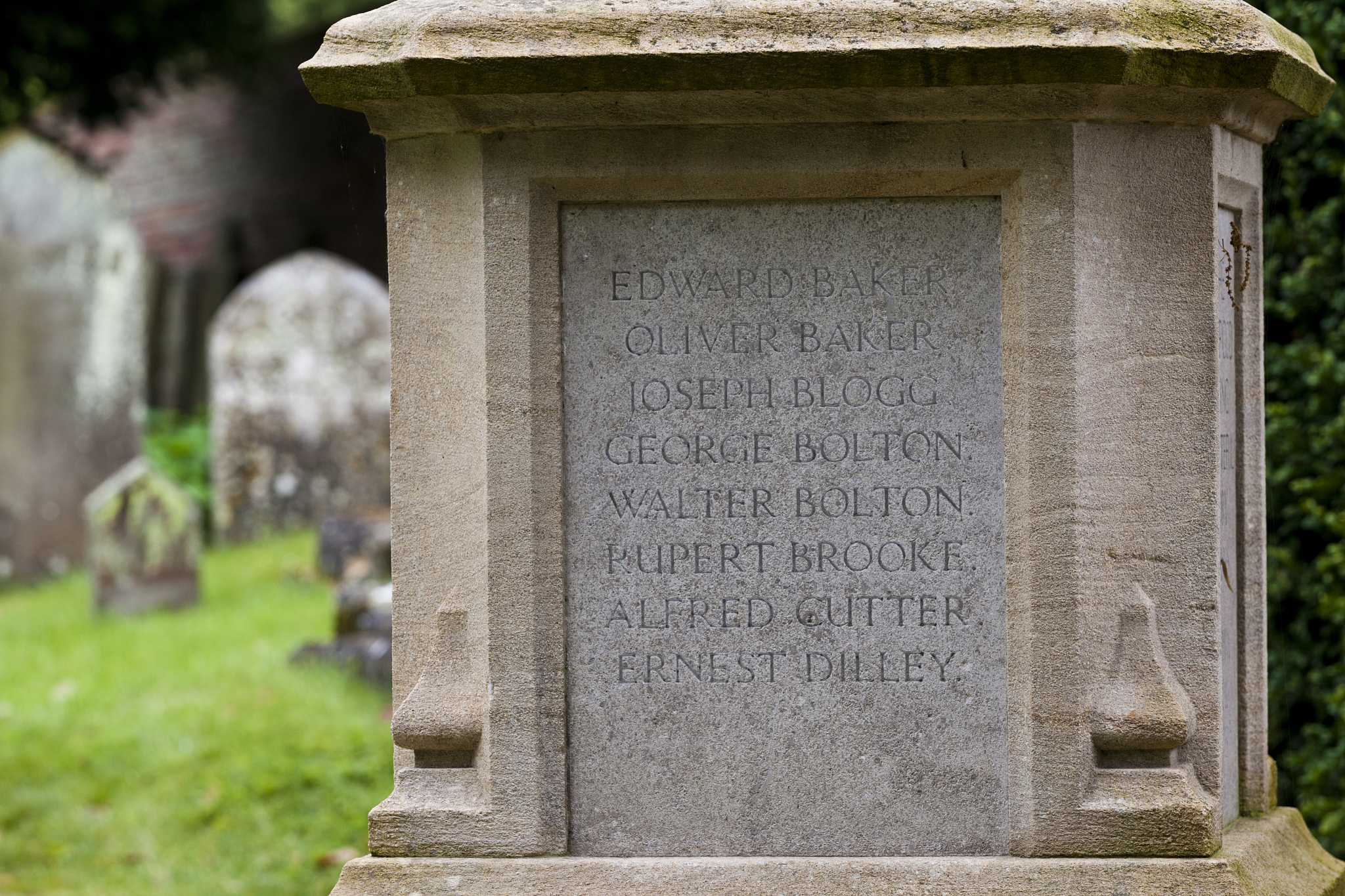 rupert brooke on the war memorial at grantchester
