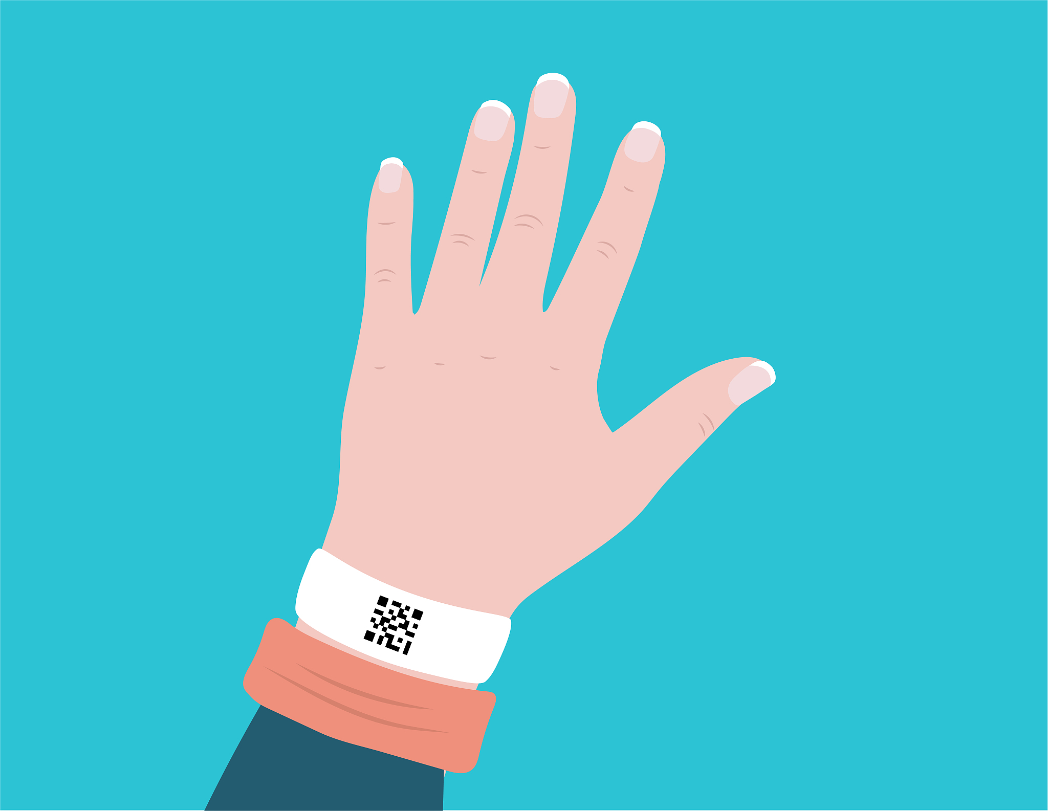 hand with a bracelet with a note about a past illness. the conce