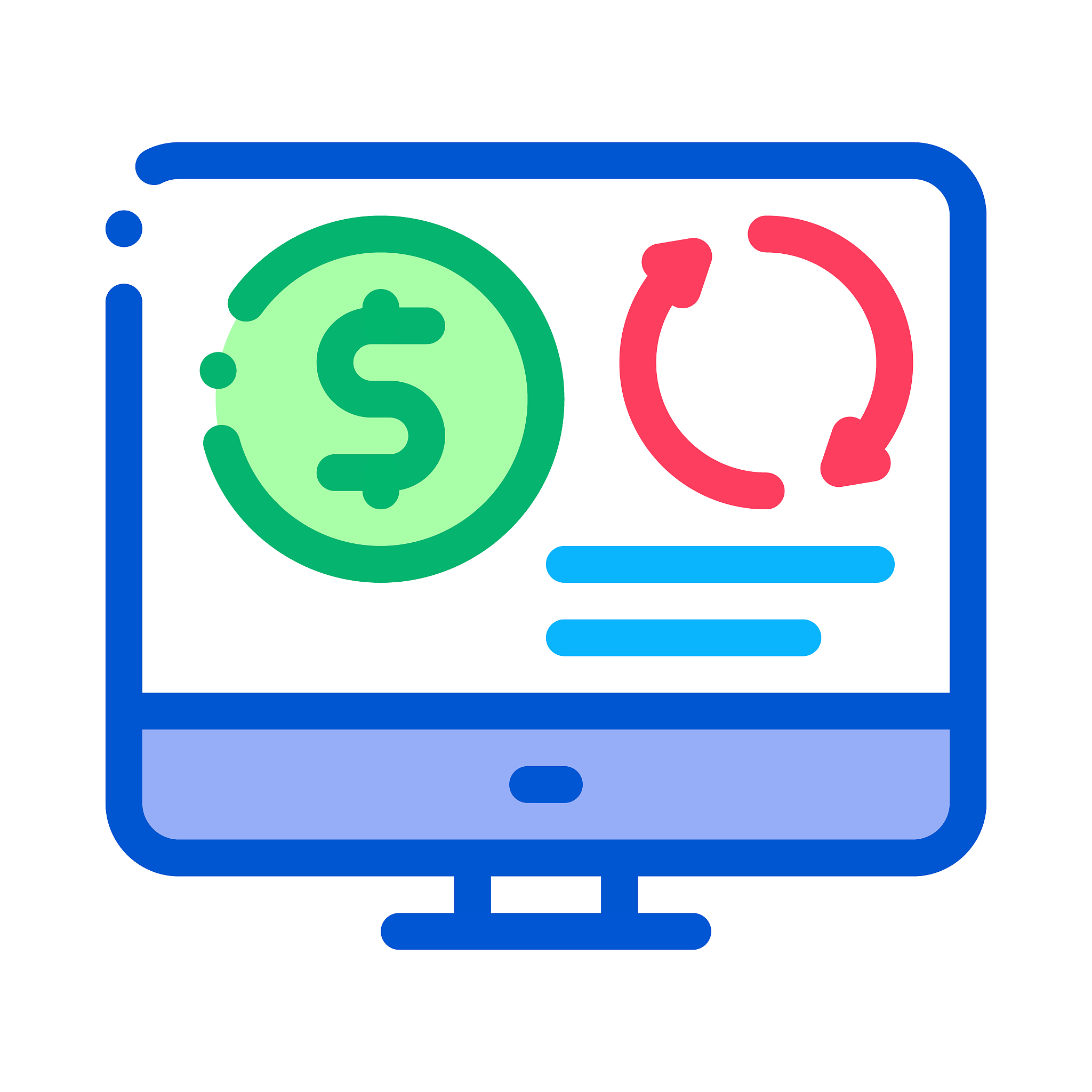 refinance money in computer mode icon vector outline illustratio