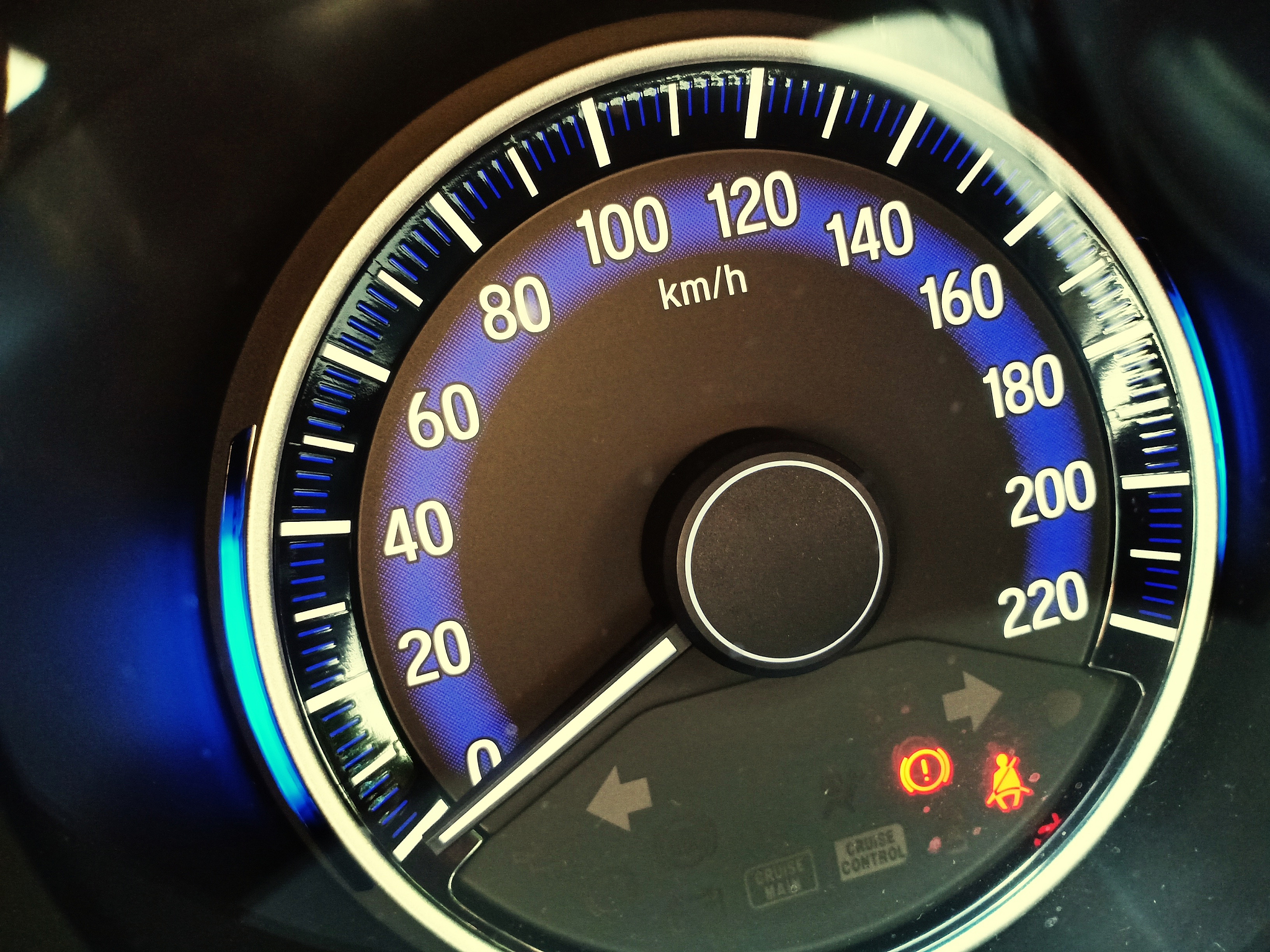 close-up of speedometer