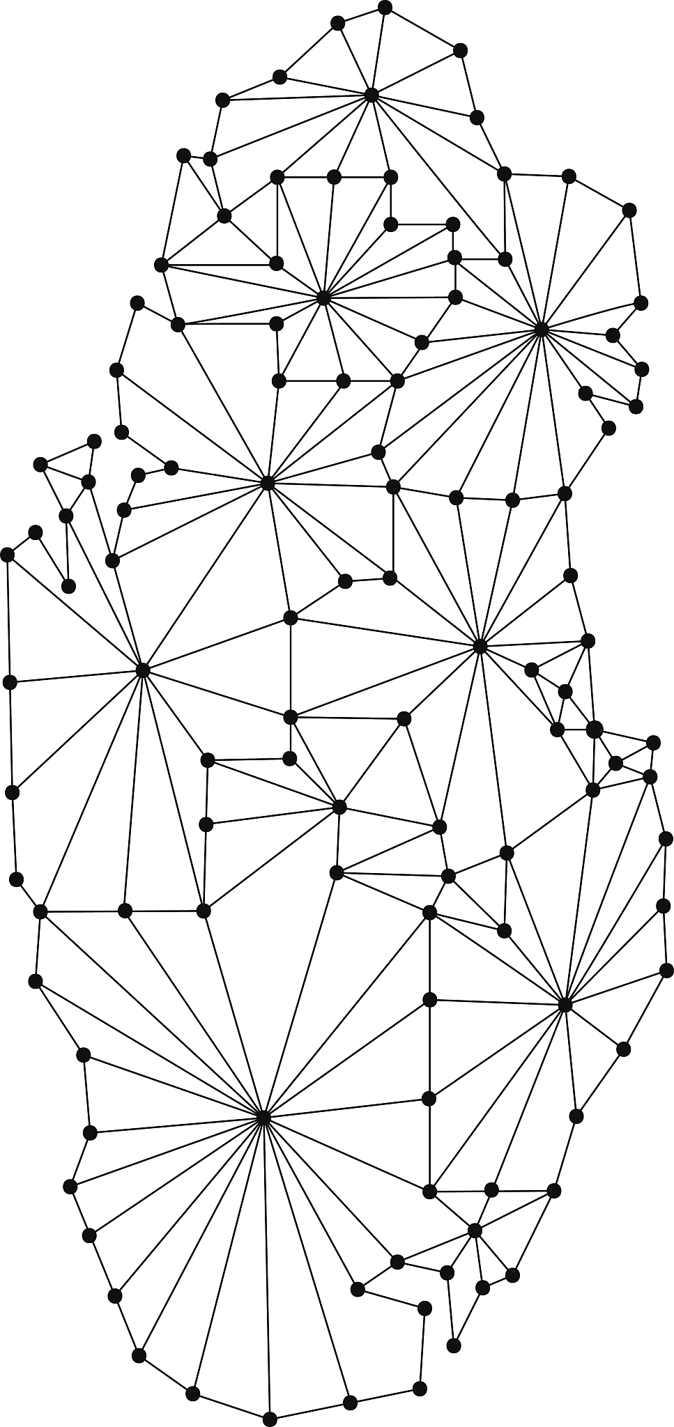qatar map of polygonal mosaic lines, rays and dots vector illust