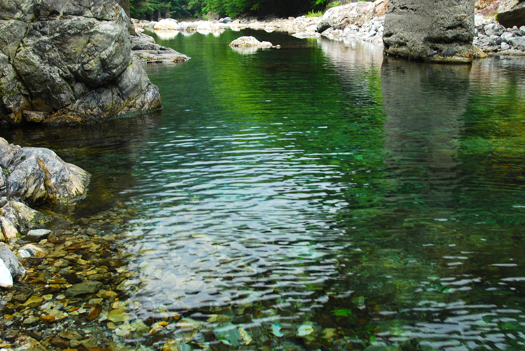 mountain stream of deep green