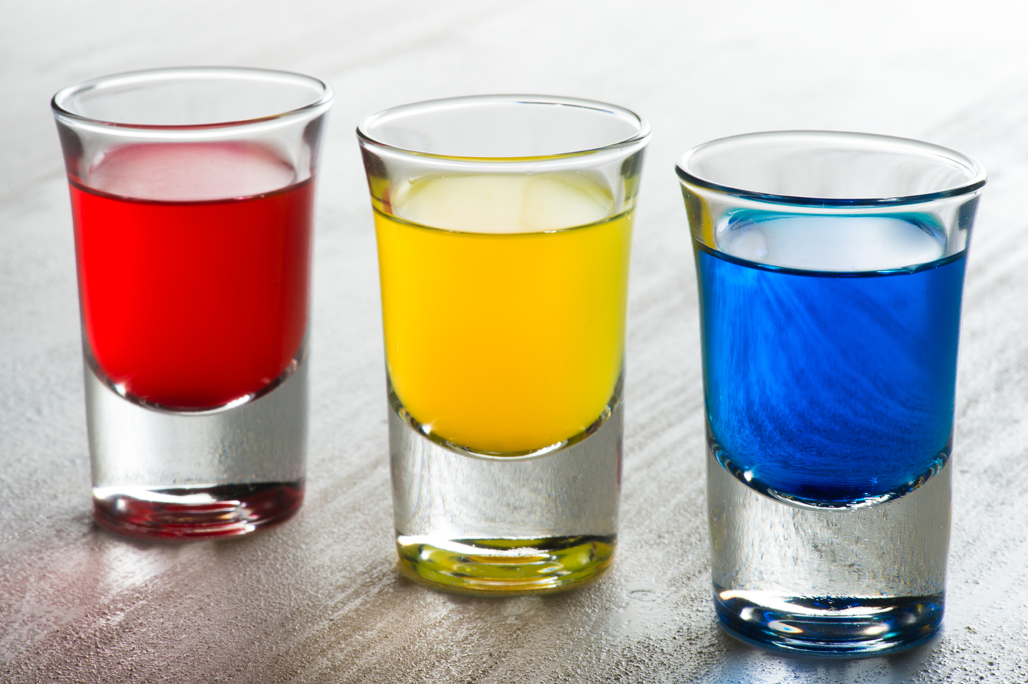 three colorful shots