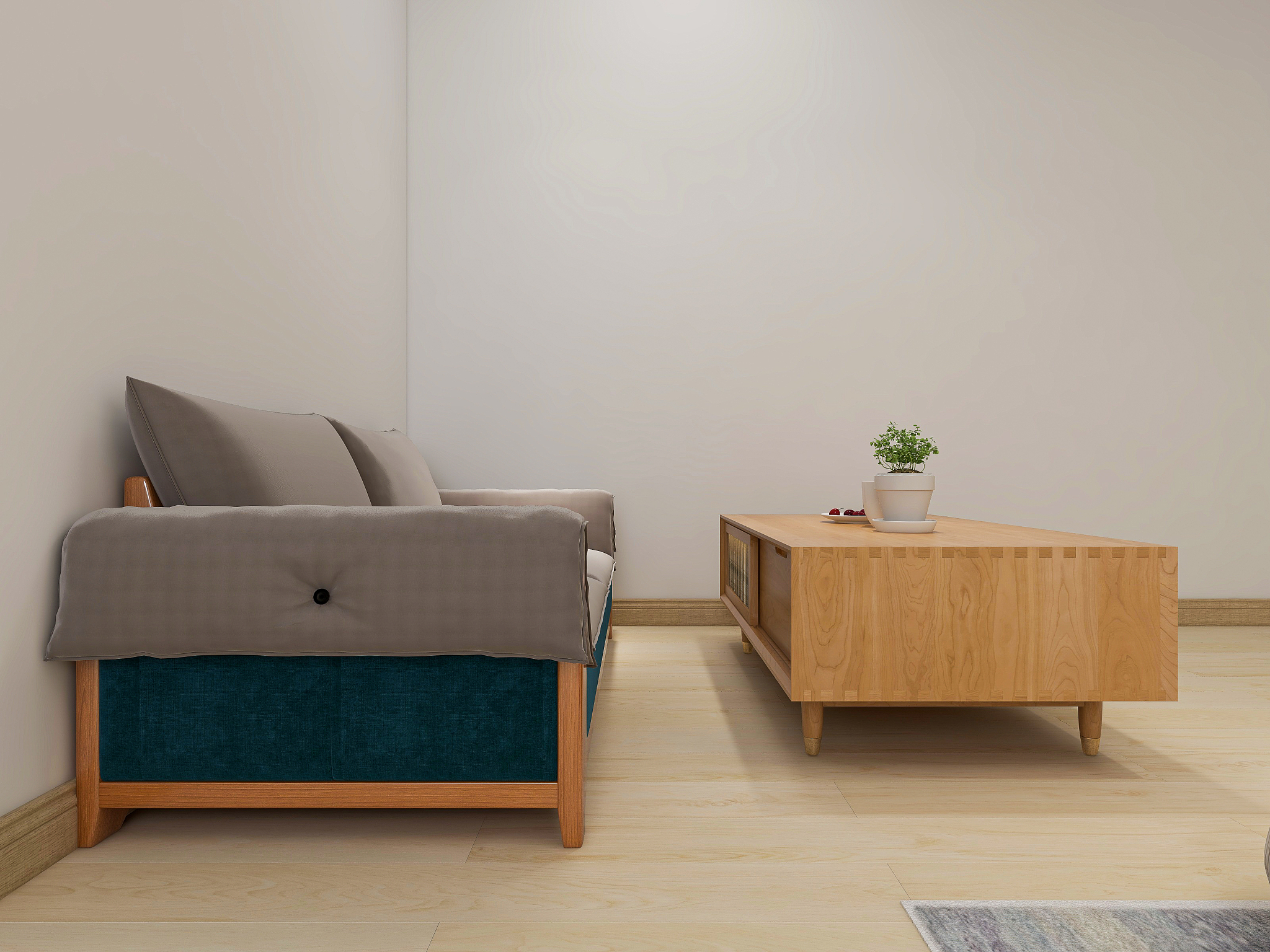 3d rendering, spacious living room design of modern residence, w