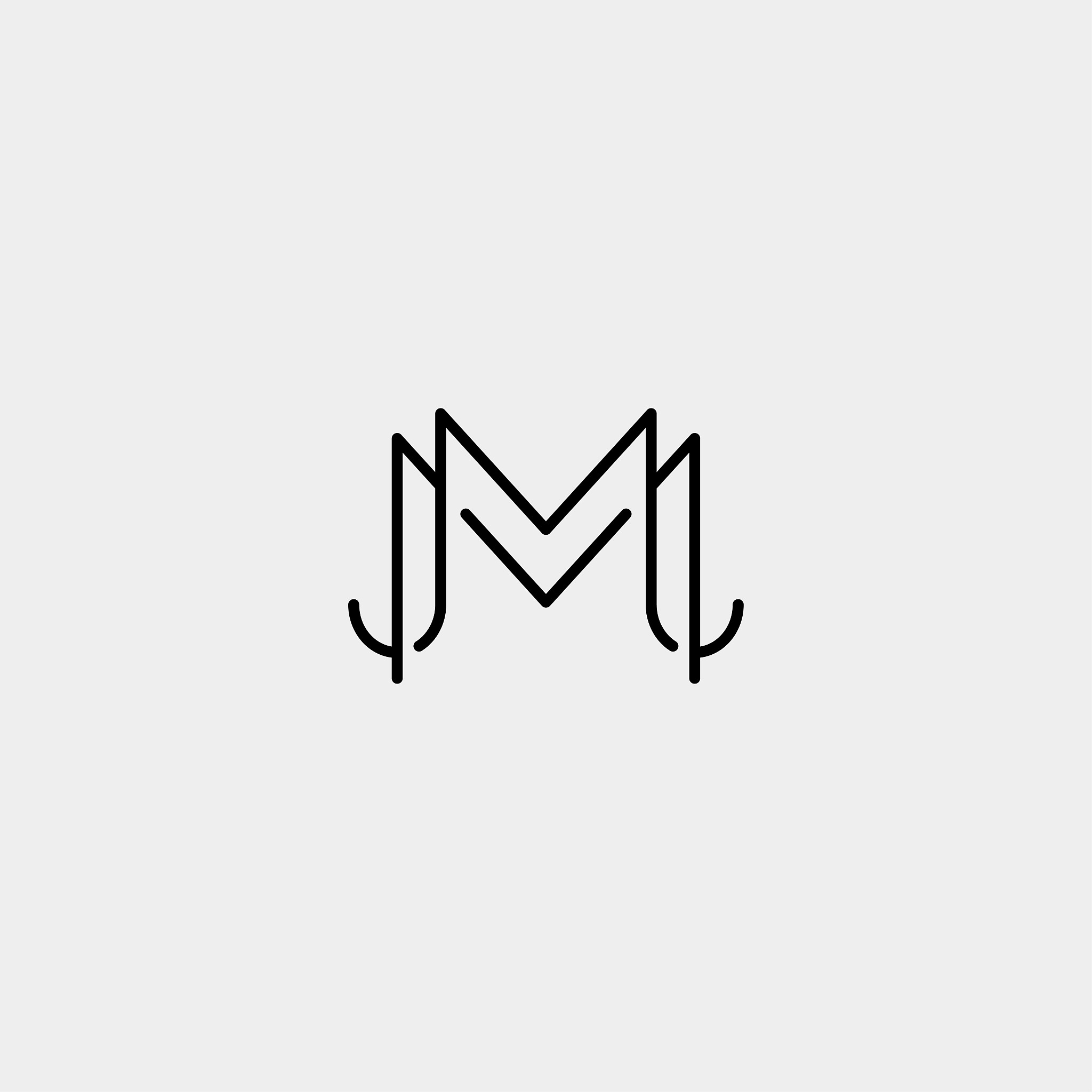 letter m mm monogram icon design minimal