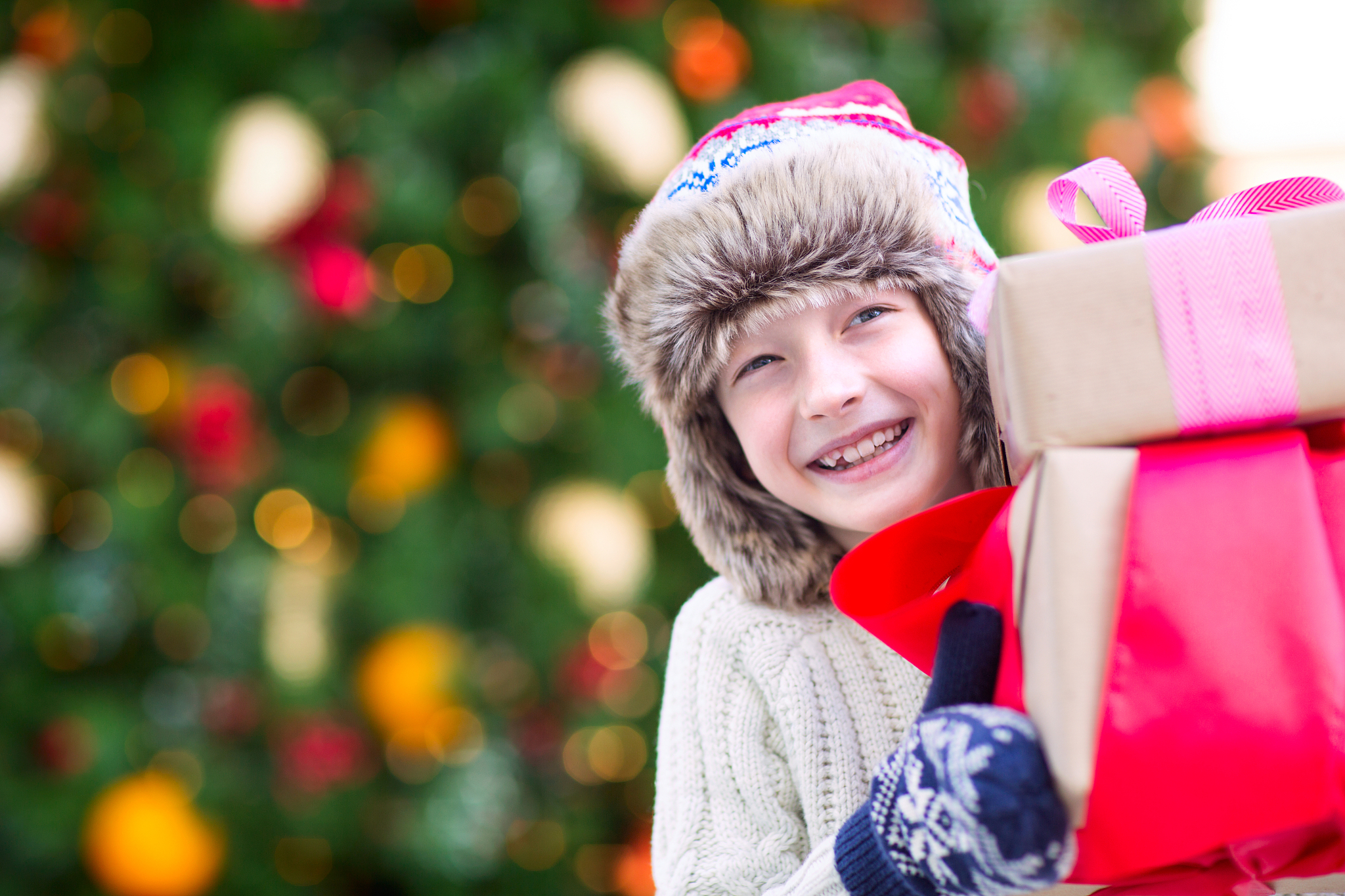 boy at christmas time