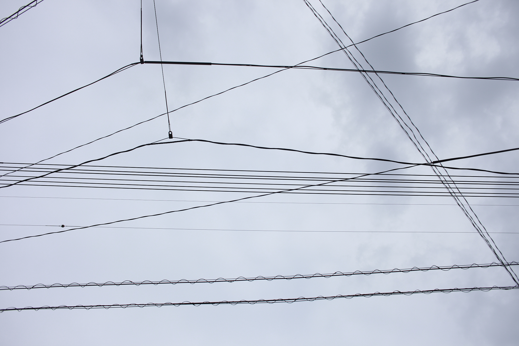 telegraph wires overhead in japan