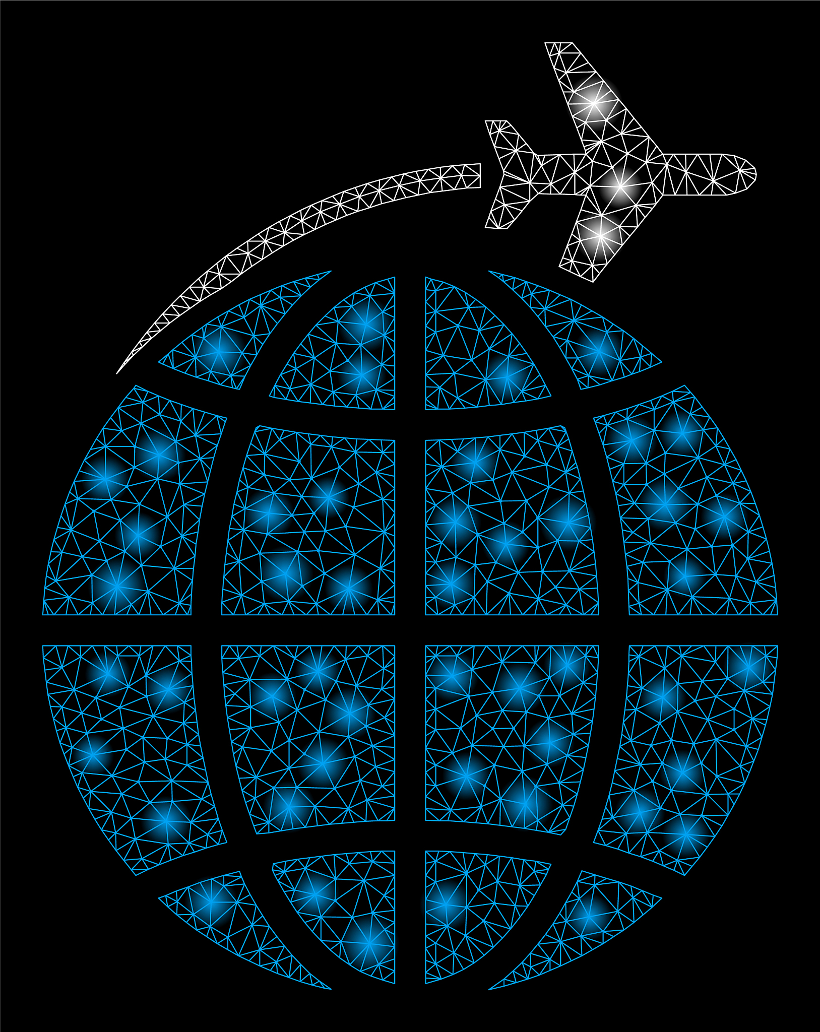 glowing mesh 2d international flight with flash