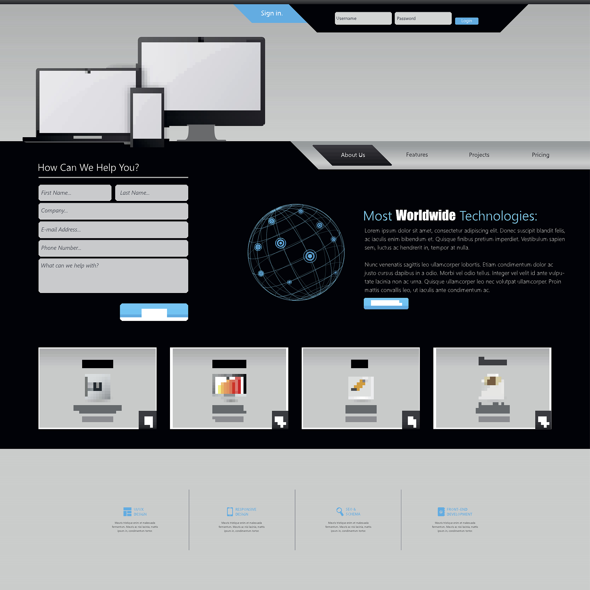 business website template design vector