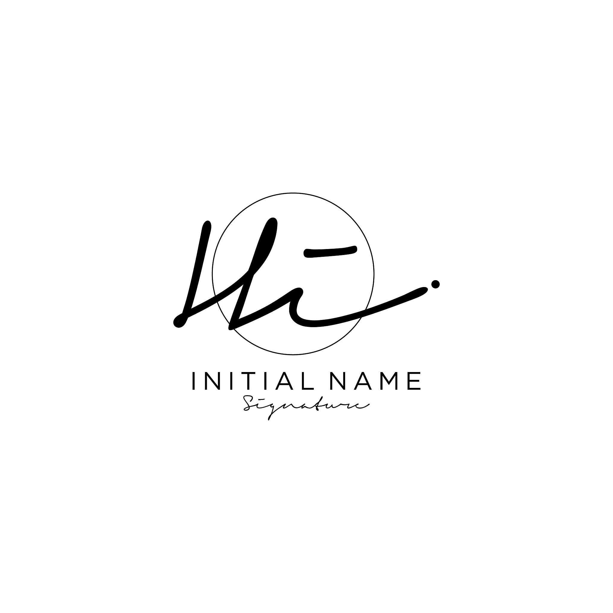 hi initial handwriting logo design