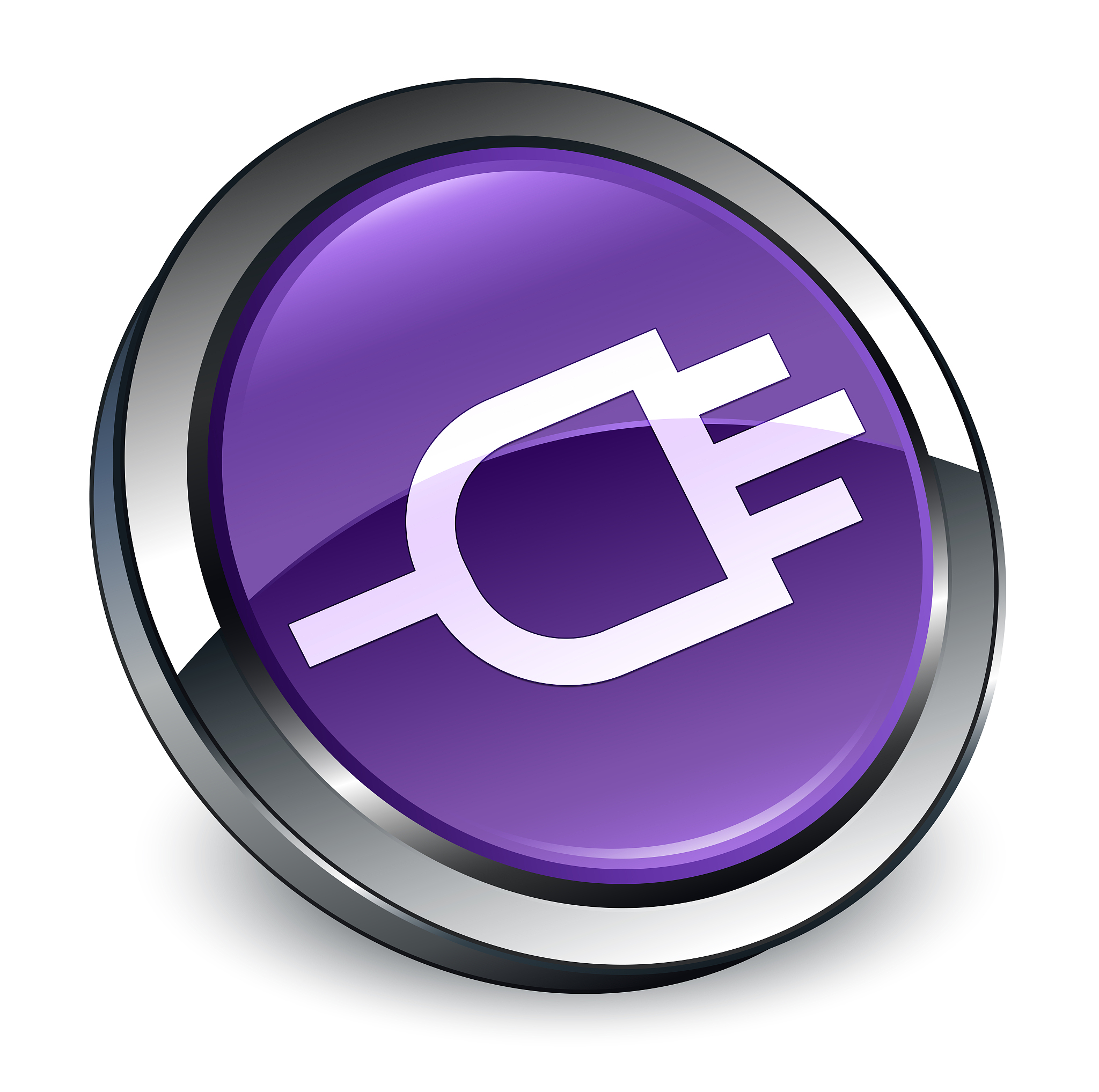 connect icon 3d purple round button