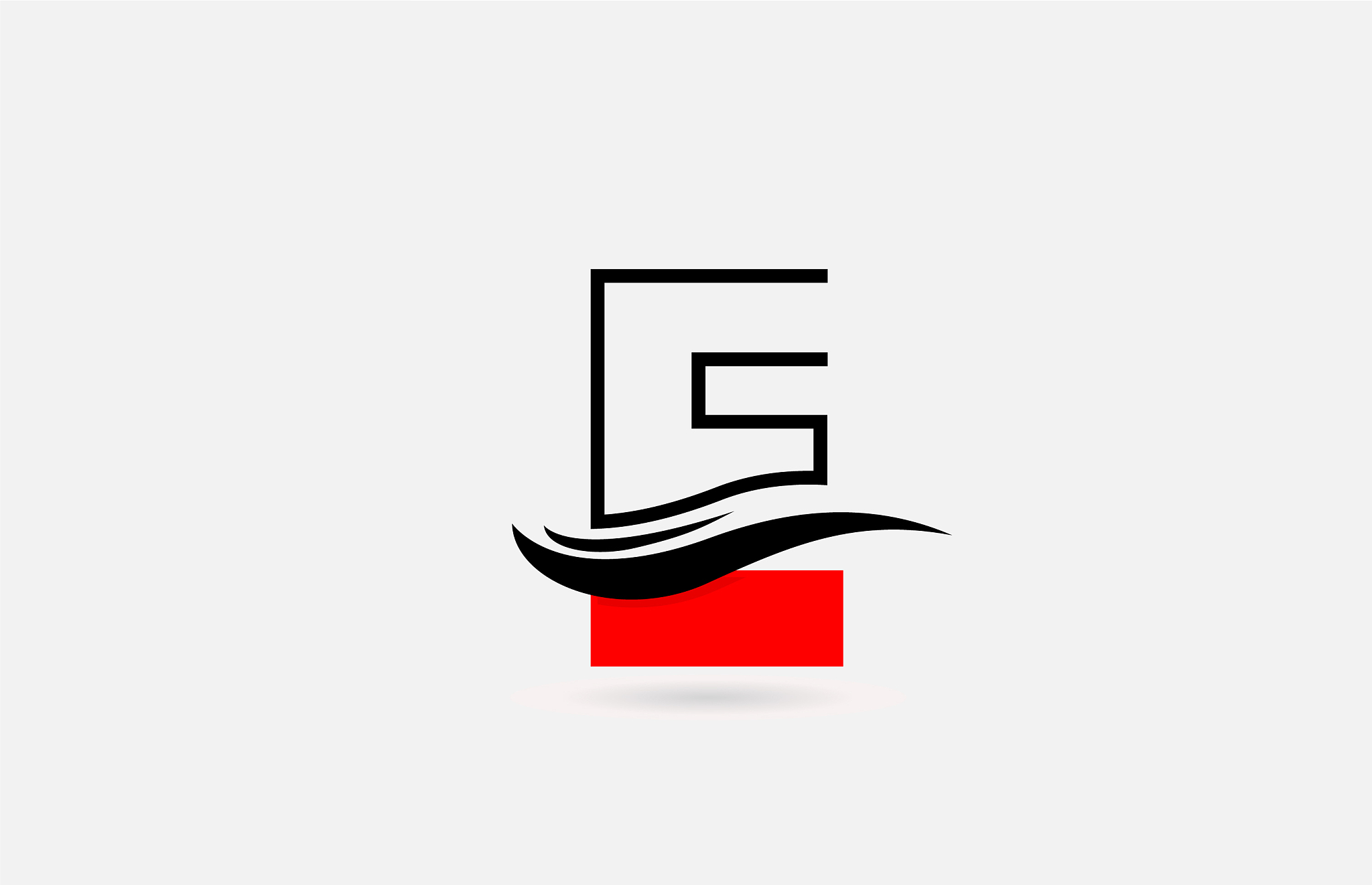 e red black alphabet letter logo icon for company