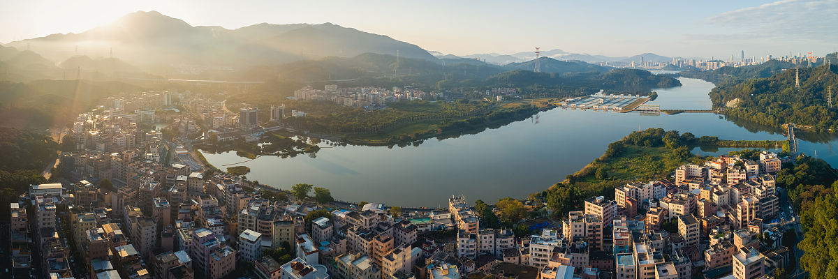 鸟瞰图,中国深圳城中村日出景观