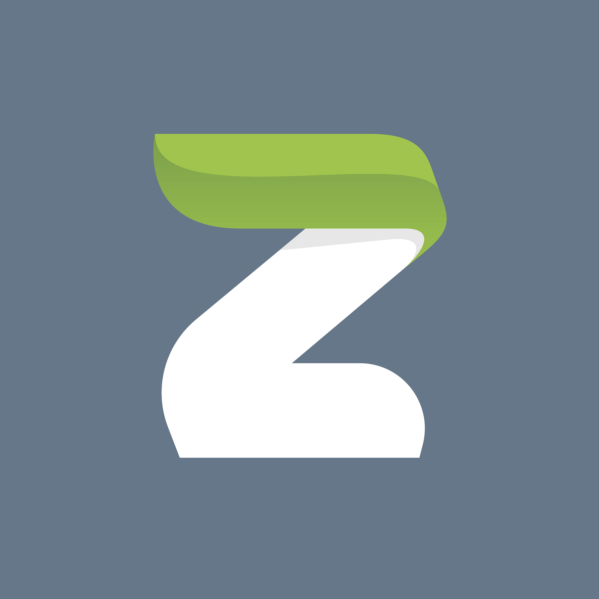 z letter icon with green leaf.