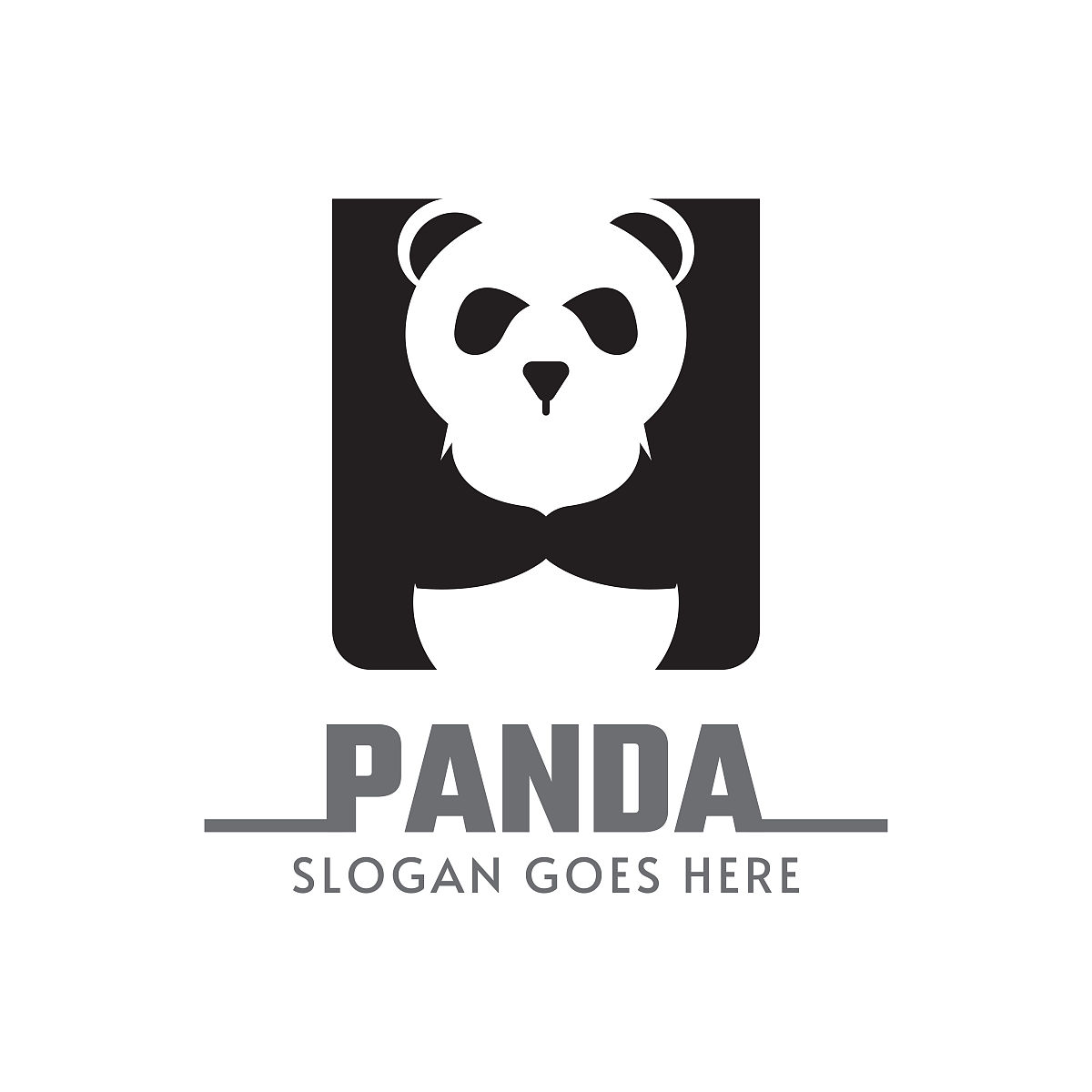 熊猫字母h设计logo模板