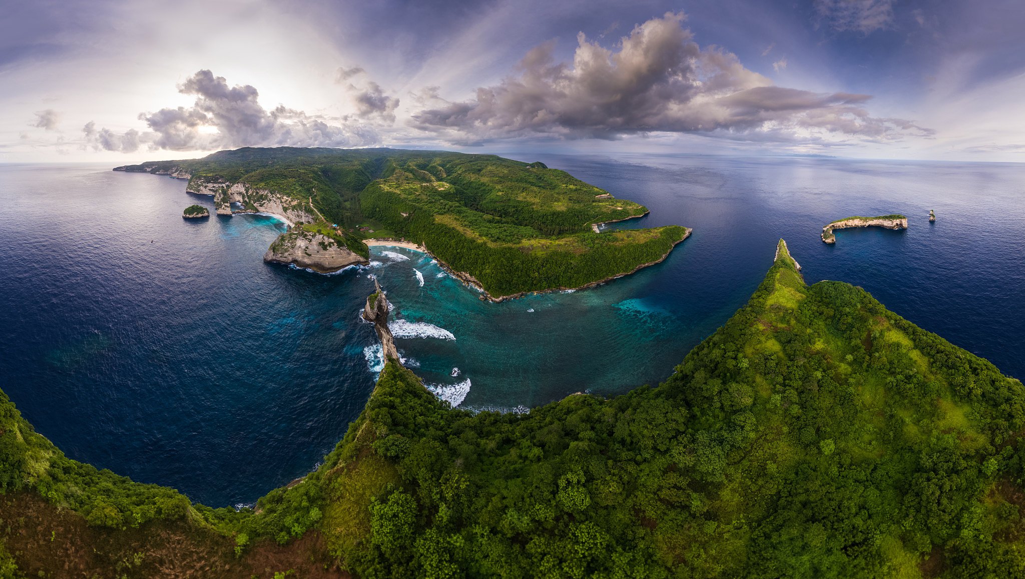 aerial panorama of the rocky coastline