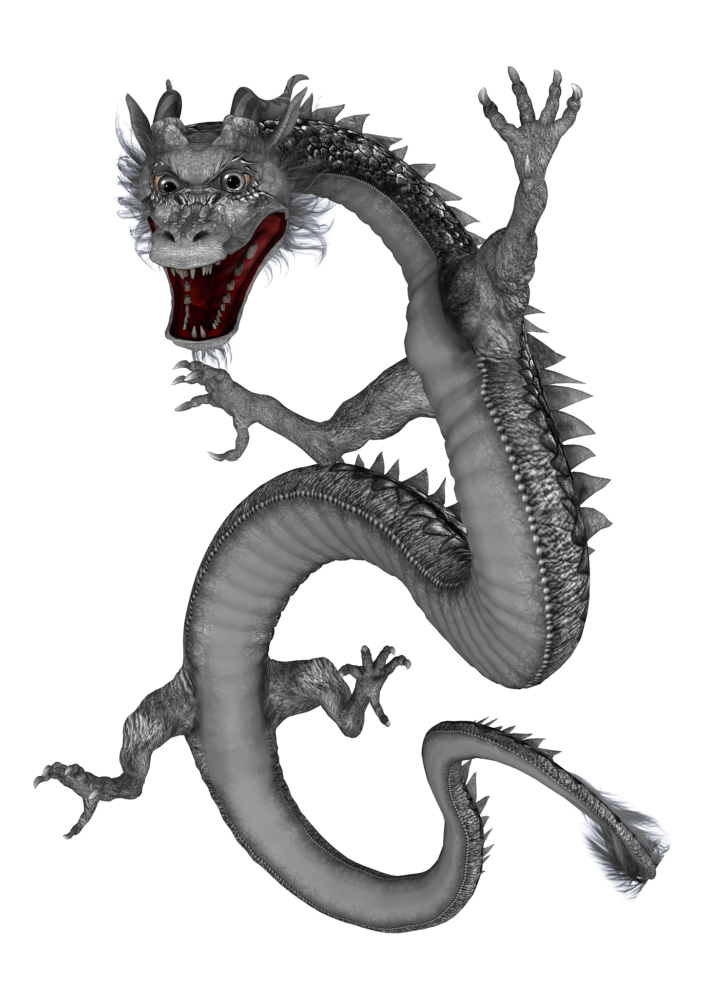 3d rendering eastern dragon on white